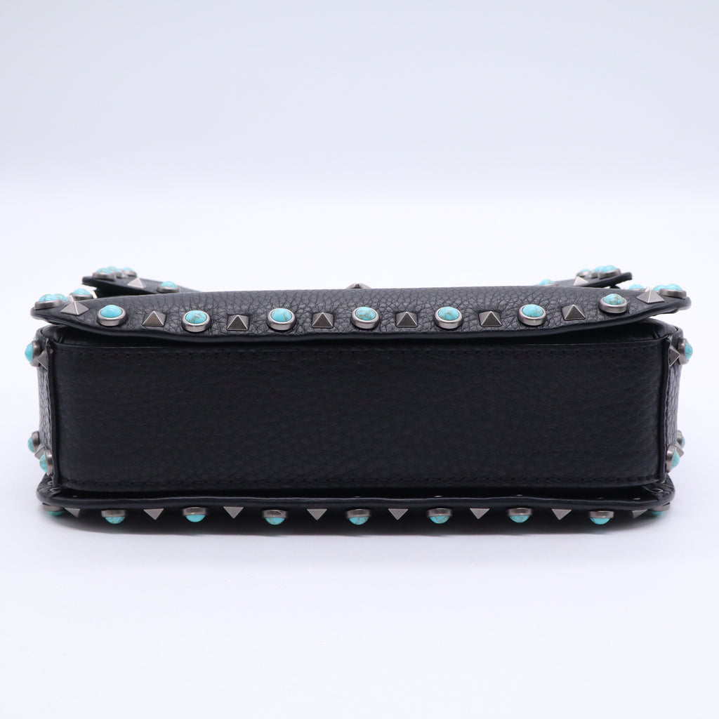 Rolling Rockstud Crossbody Bag Leather with Cabochons Medium B21381