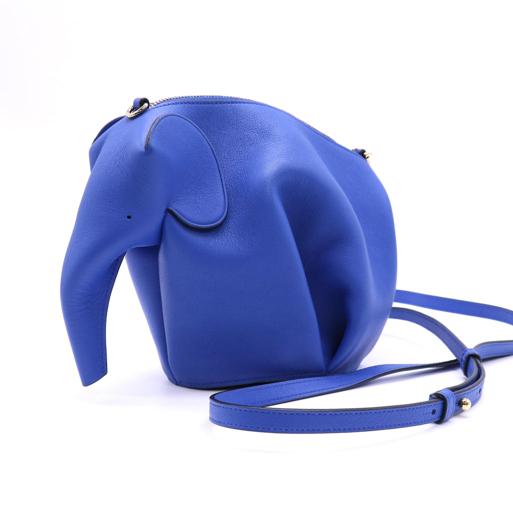 Loewe Calfskin Elephant Crossbody Bag Electric Blue Twins LDJ4586