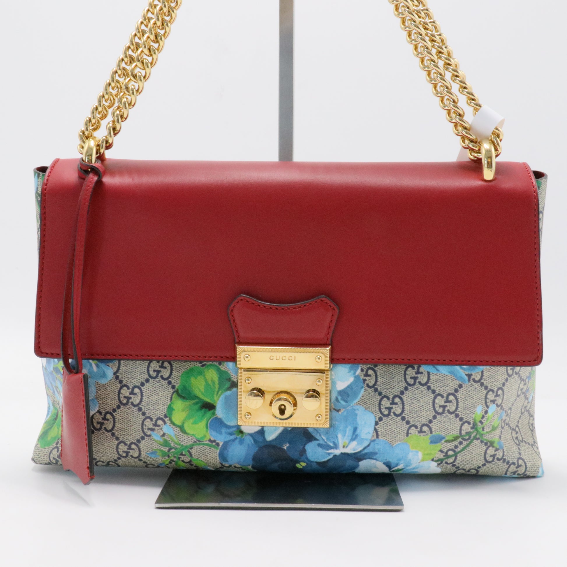 Padlock Chain Flap Bag Blooms Print GG Coated Canvas and Leather Medium