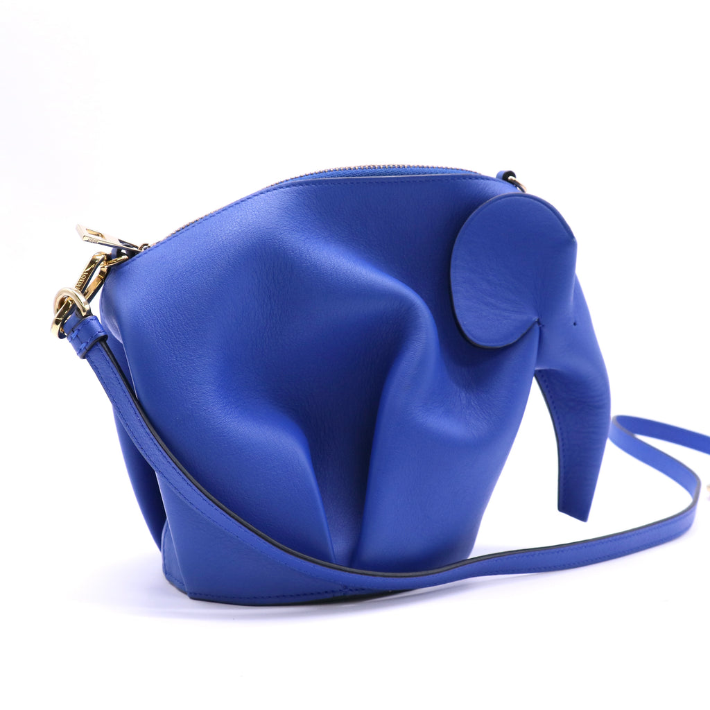 Loewe Calfskin Elephant Crossbody Bag Electric Blue Twins LDJ4586