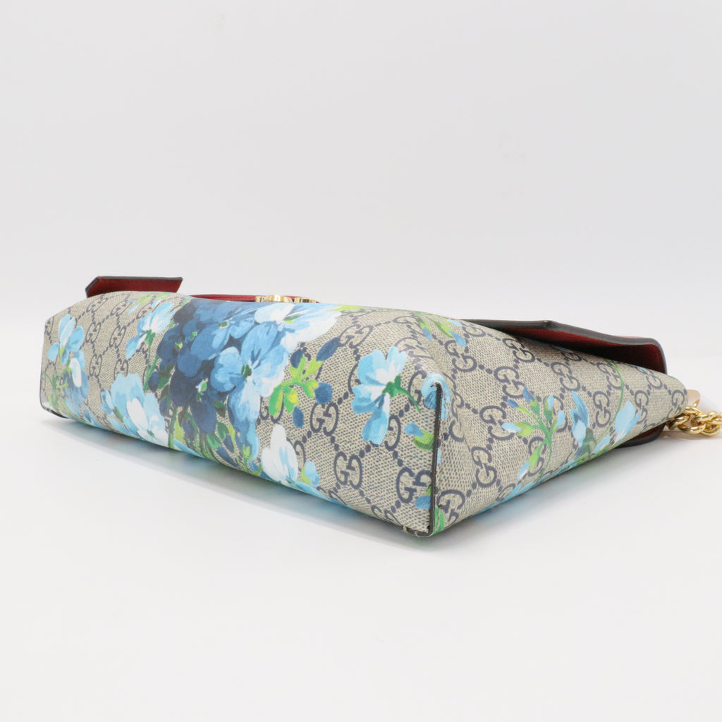 Padlock Chain Flap Bag Blooms Print GG Coated Canvas and Leather Medium