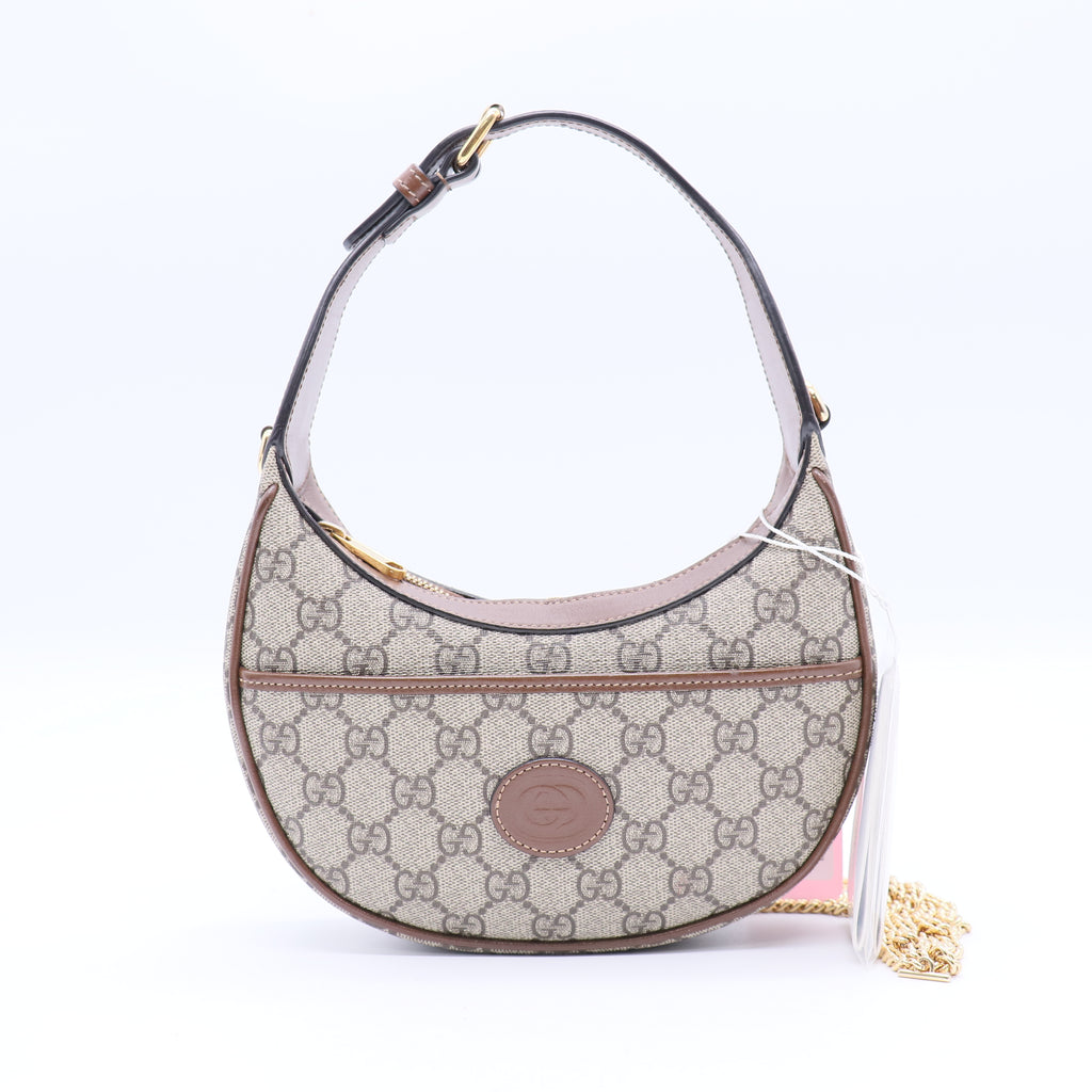 Interlocking G Patch Half Moon Hobo GG Coated Canvas Mini Twins LDJ3716
