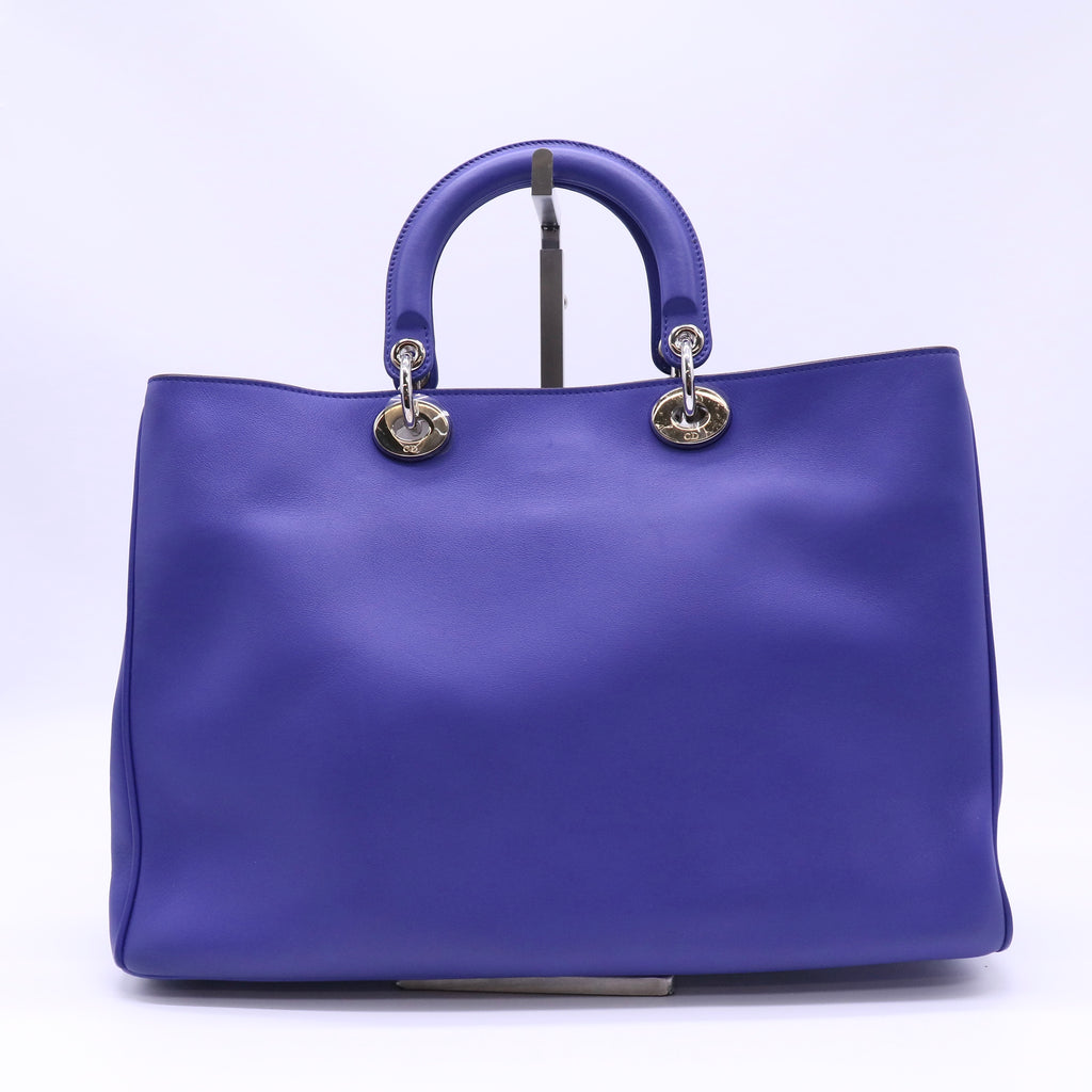 Christian Dior Navy Blue Calfskin Leather Large Diorissimo Tote Bag twins B22590