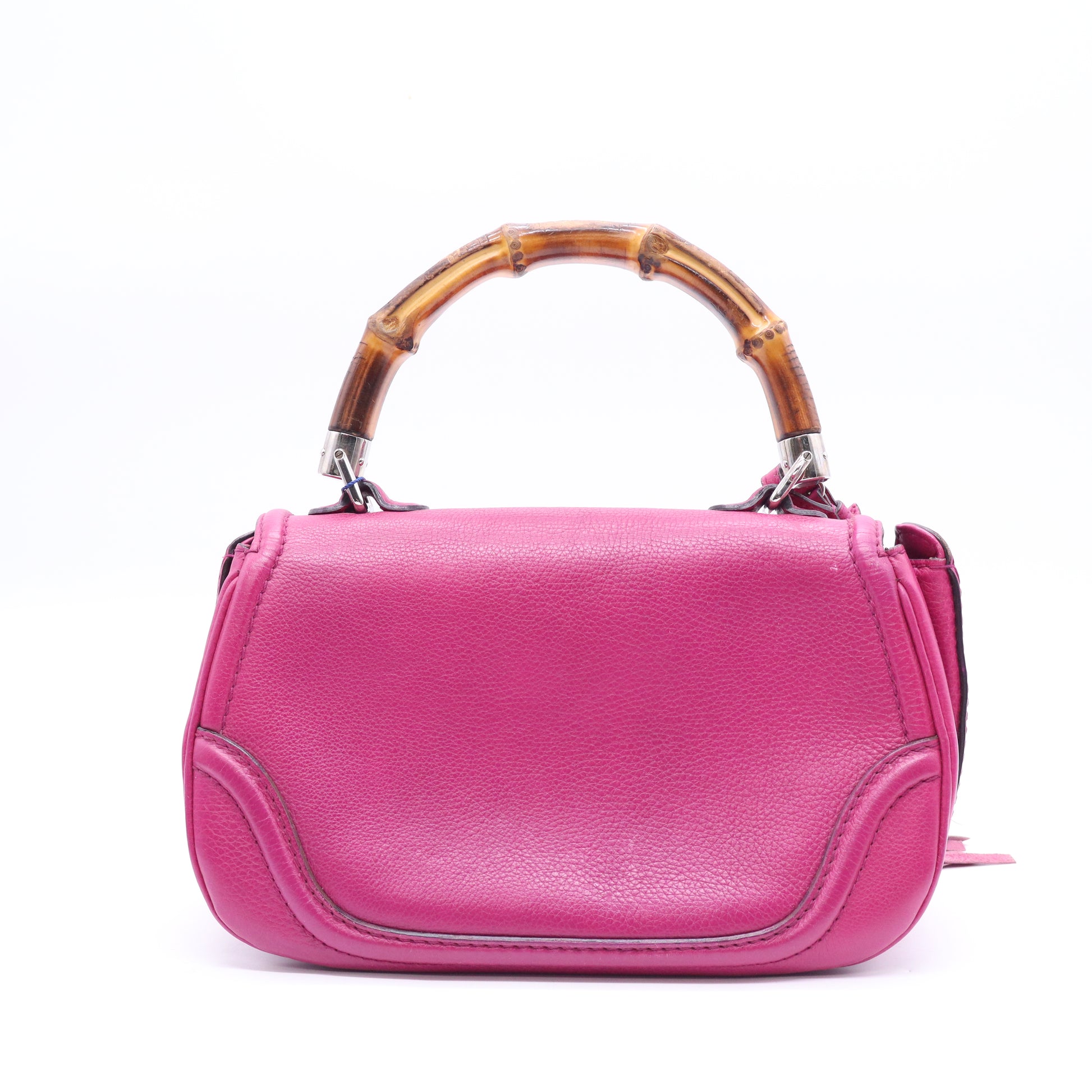 Vintage Convertible Bamboo Top Handle Bag Leather Small Twins LDJ3696