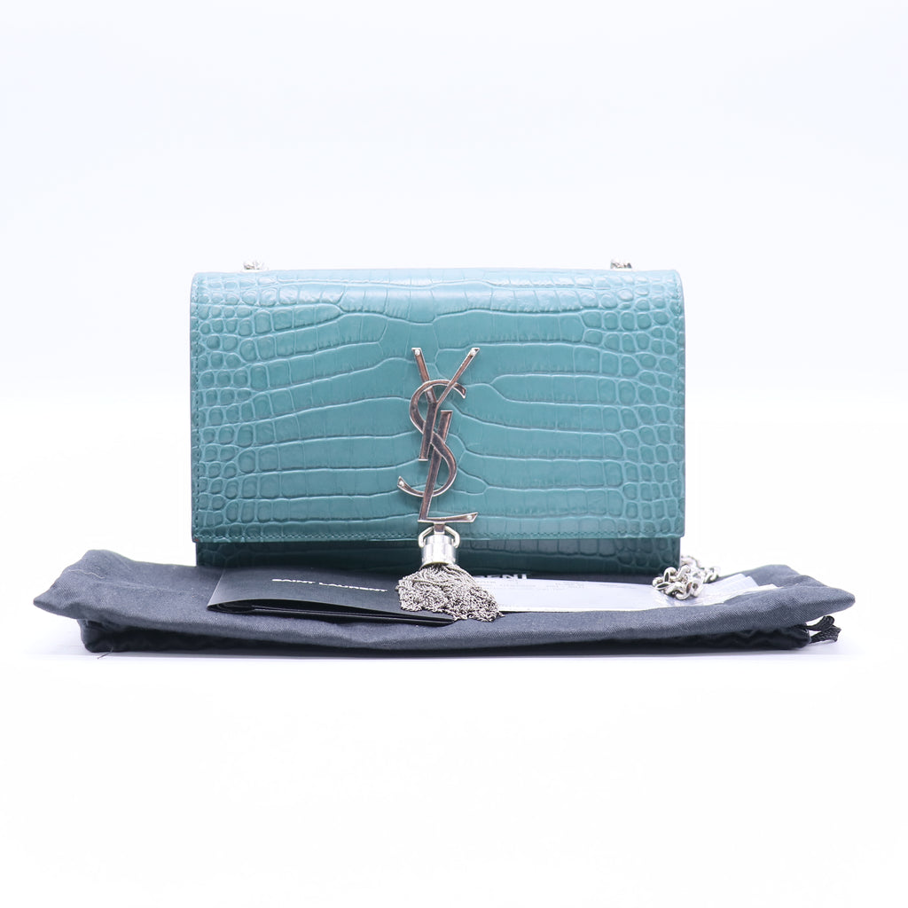 Classic Monogram Tassel Crossbody Bag Crocodile Embossed Leather Medium Twins LDJ3734