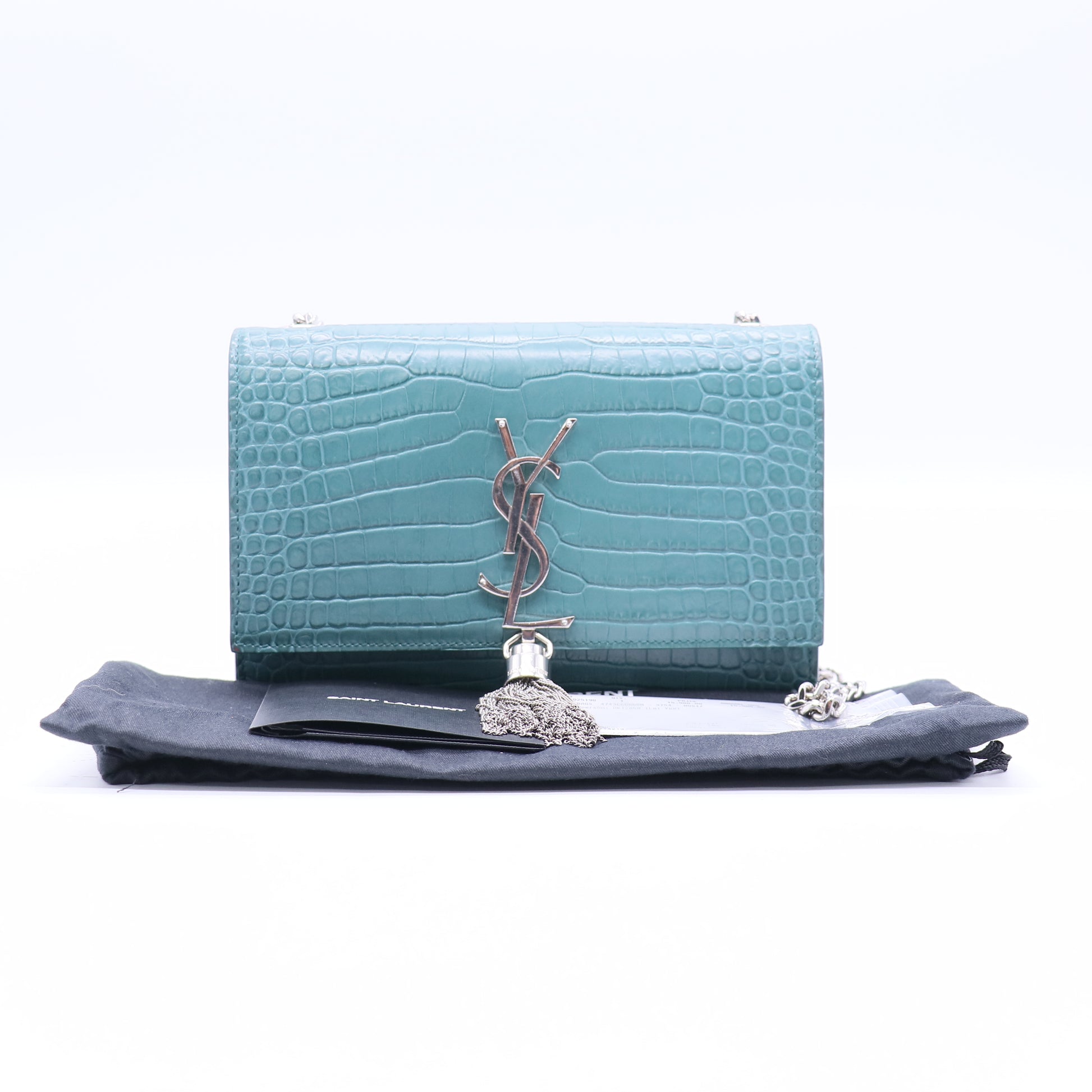 Classic Monogram Tassel Crossbody Bag Crocodile Embossed Leather Medium Twins LDJ3734