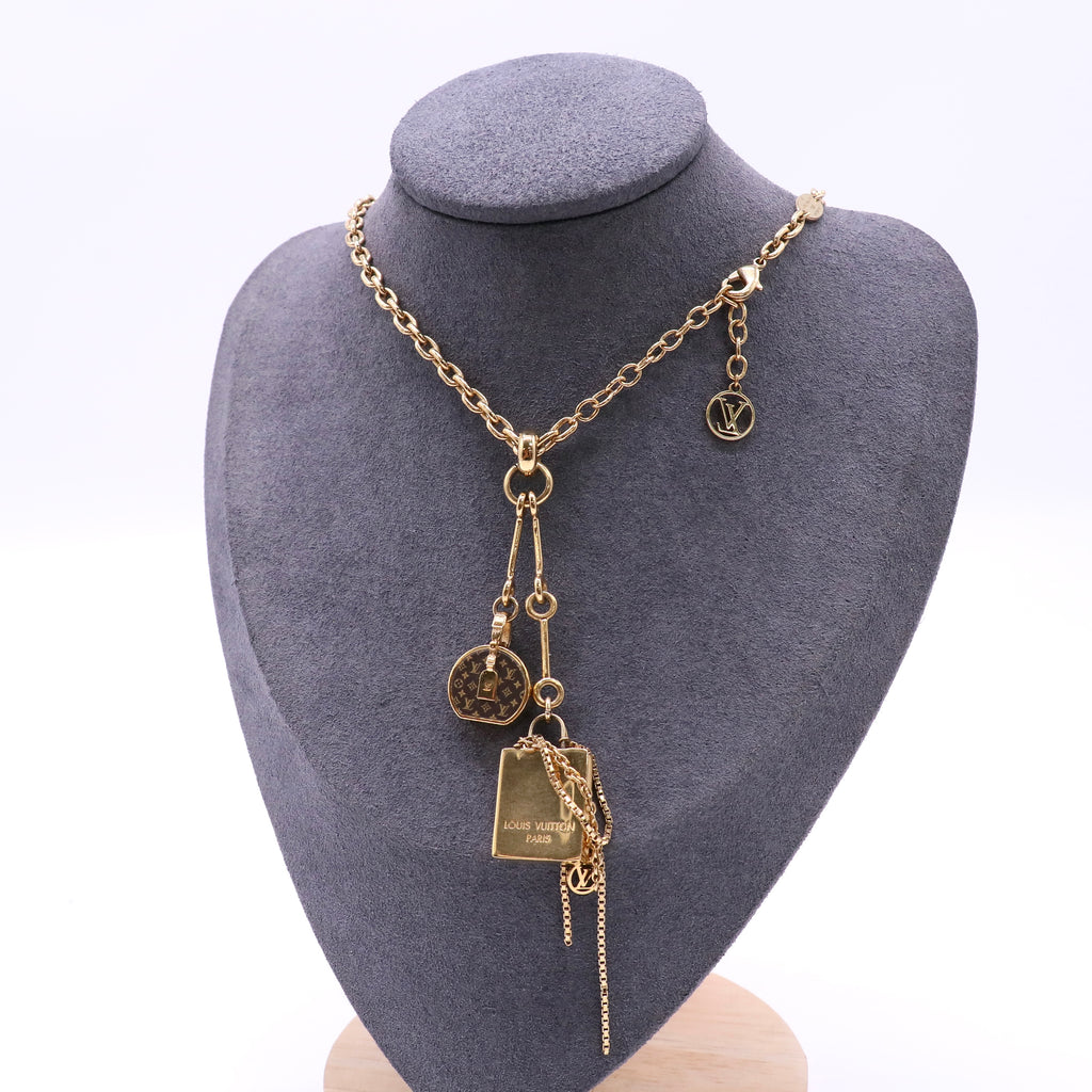 Louis Vuitton Metal Monogram LV Iconic Charms Necklace Gold twins LDJ4606