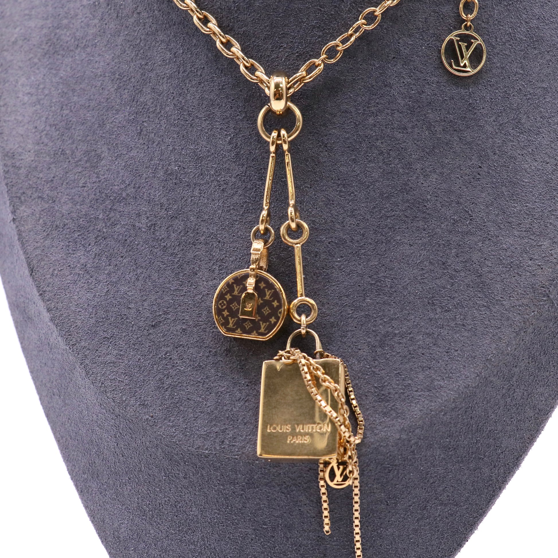 Louis Vuitton Metal Monogram LV Iconic Charms Necklace Gold twins LDJ4606