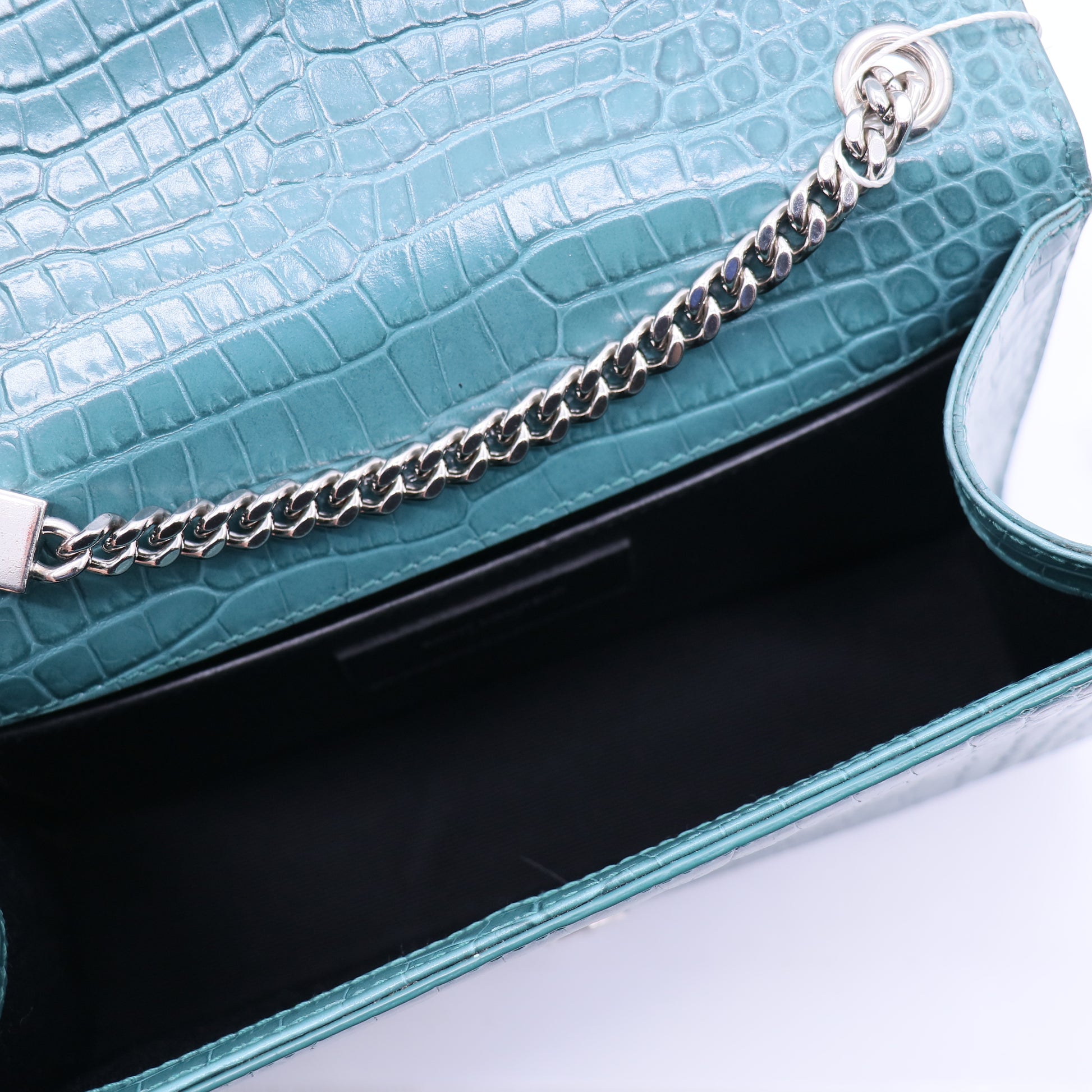 Classic Monogram Tassel Crossbody Bag Crocodile Embossed Leather Medium Twins LDJ3734