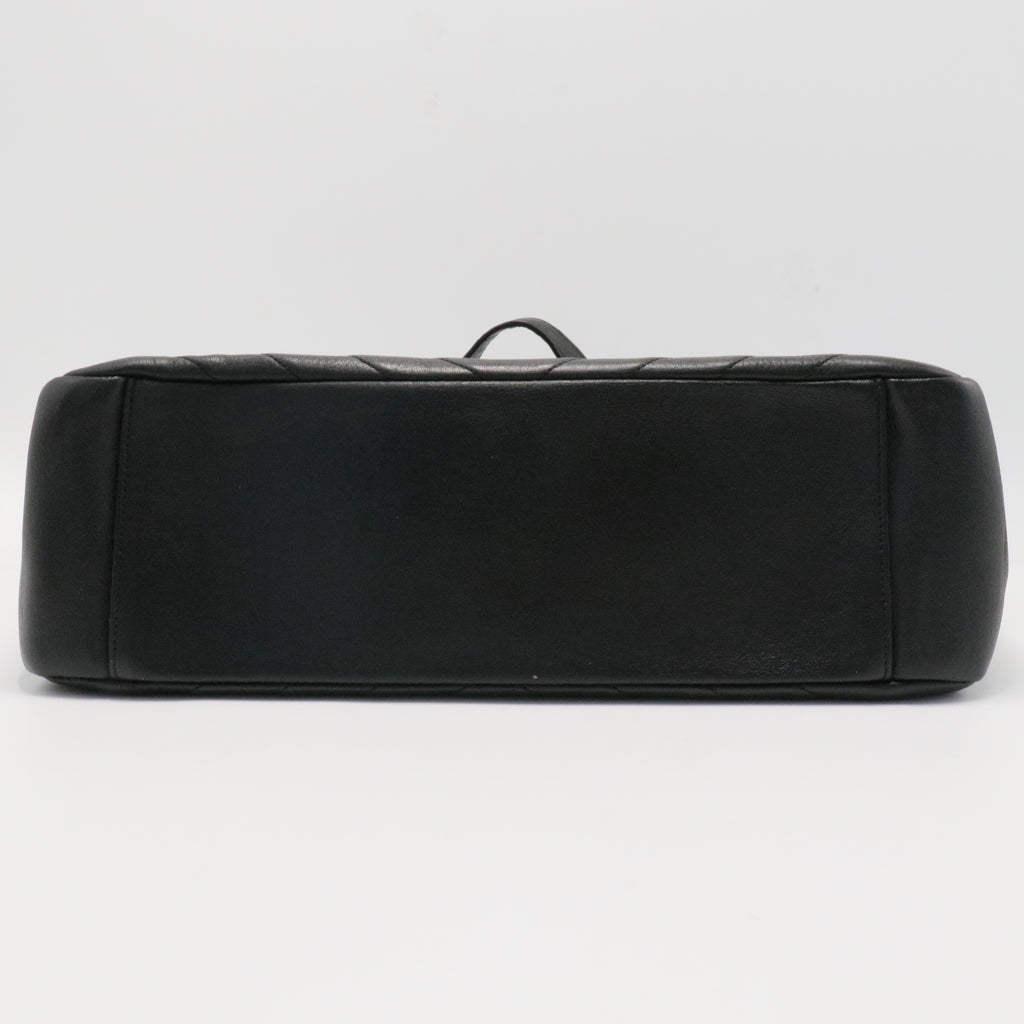 Black Chevron Quilted Leather Monogram Tote Bag