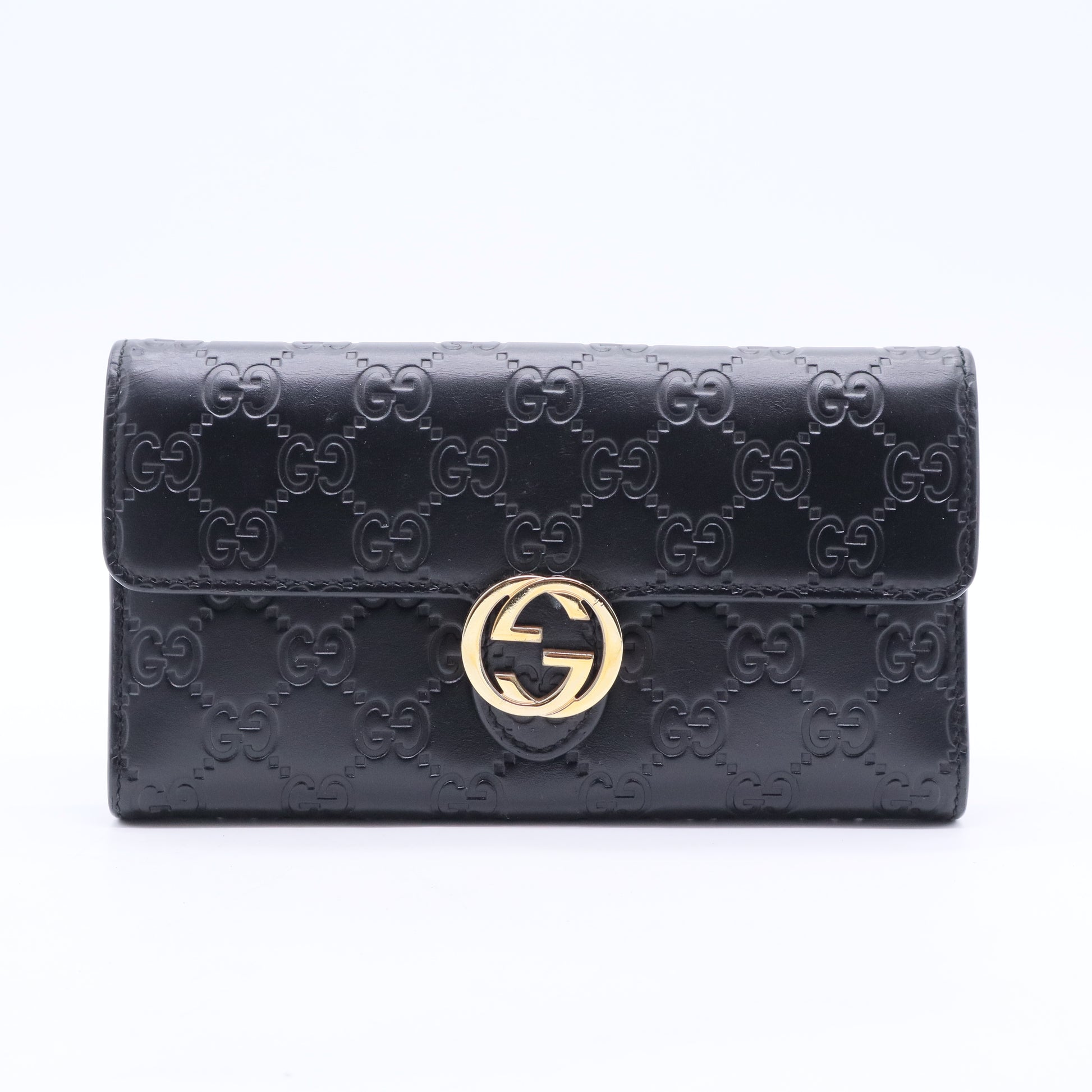 Black Guccissima Leather GG Icon Continental Wallet