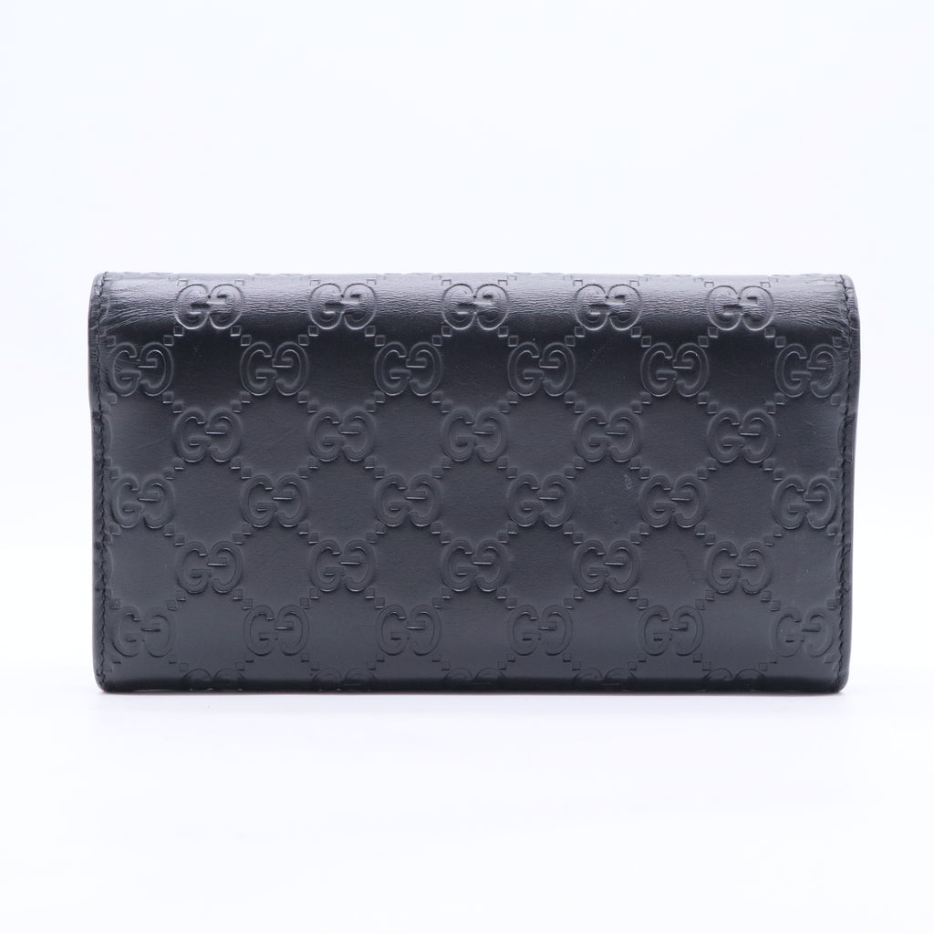 Black Guccissima Leather GG Icon Continental Wallet