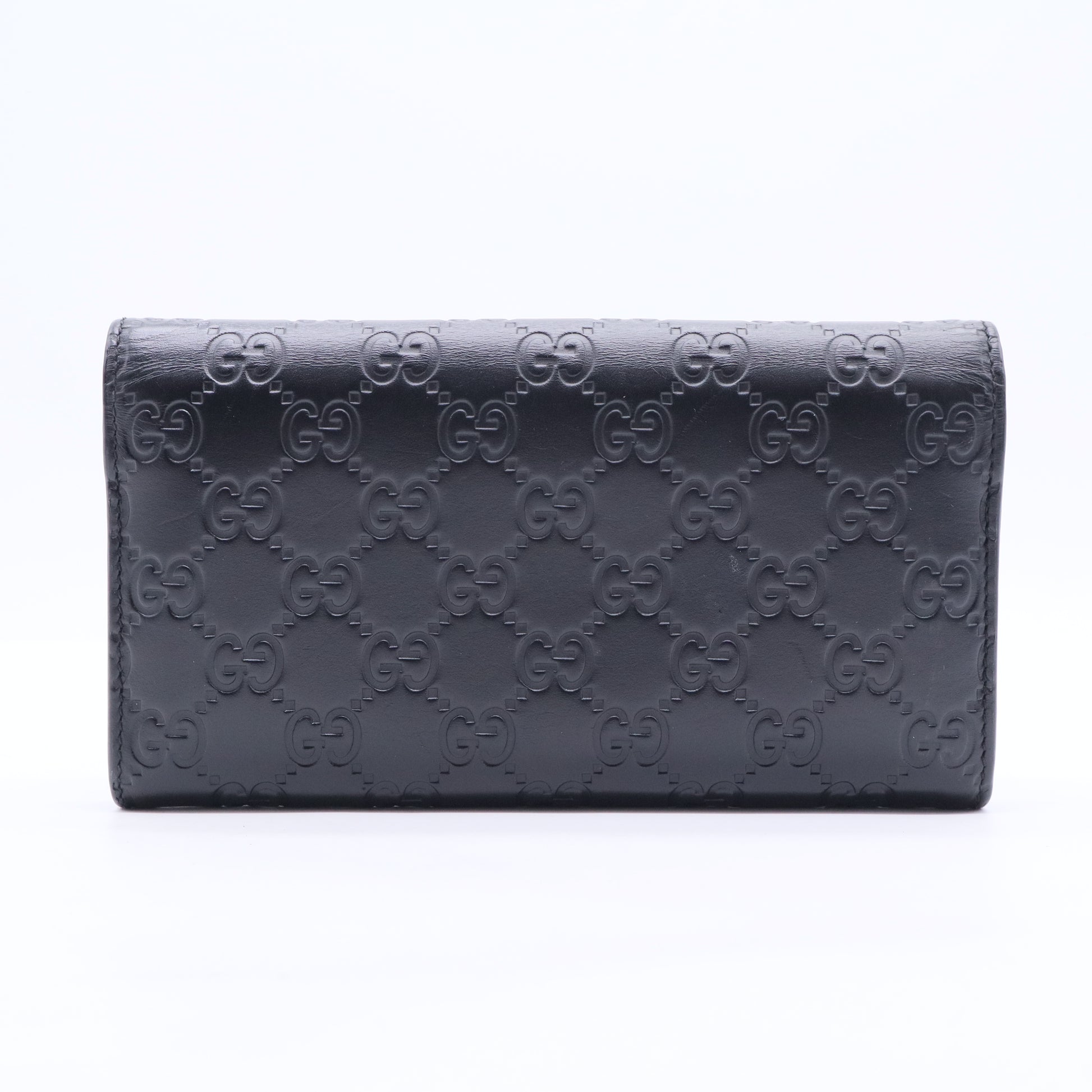 Black Guccissima Leather GG Icon Continental Wallet