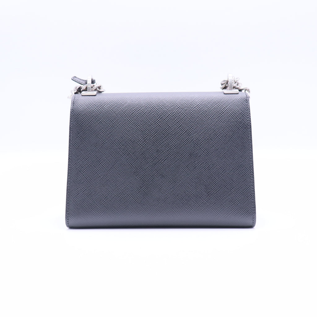 Monochrome Shoulder Bag Embellished Saffiano Leather Small Twins LDJ3718
