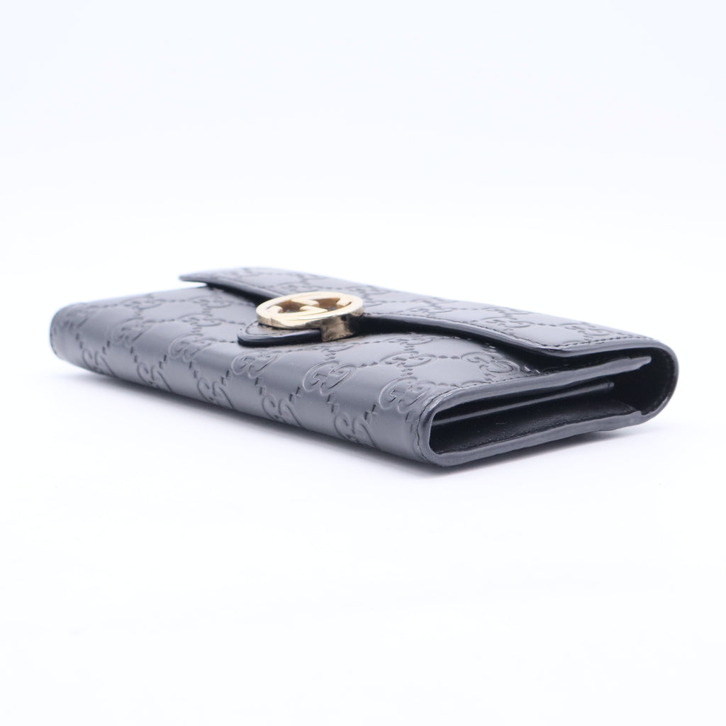 Black Guccissima Leather GG Icon Continental Wallet