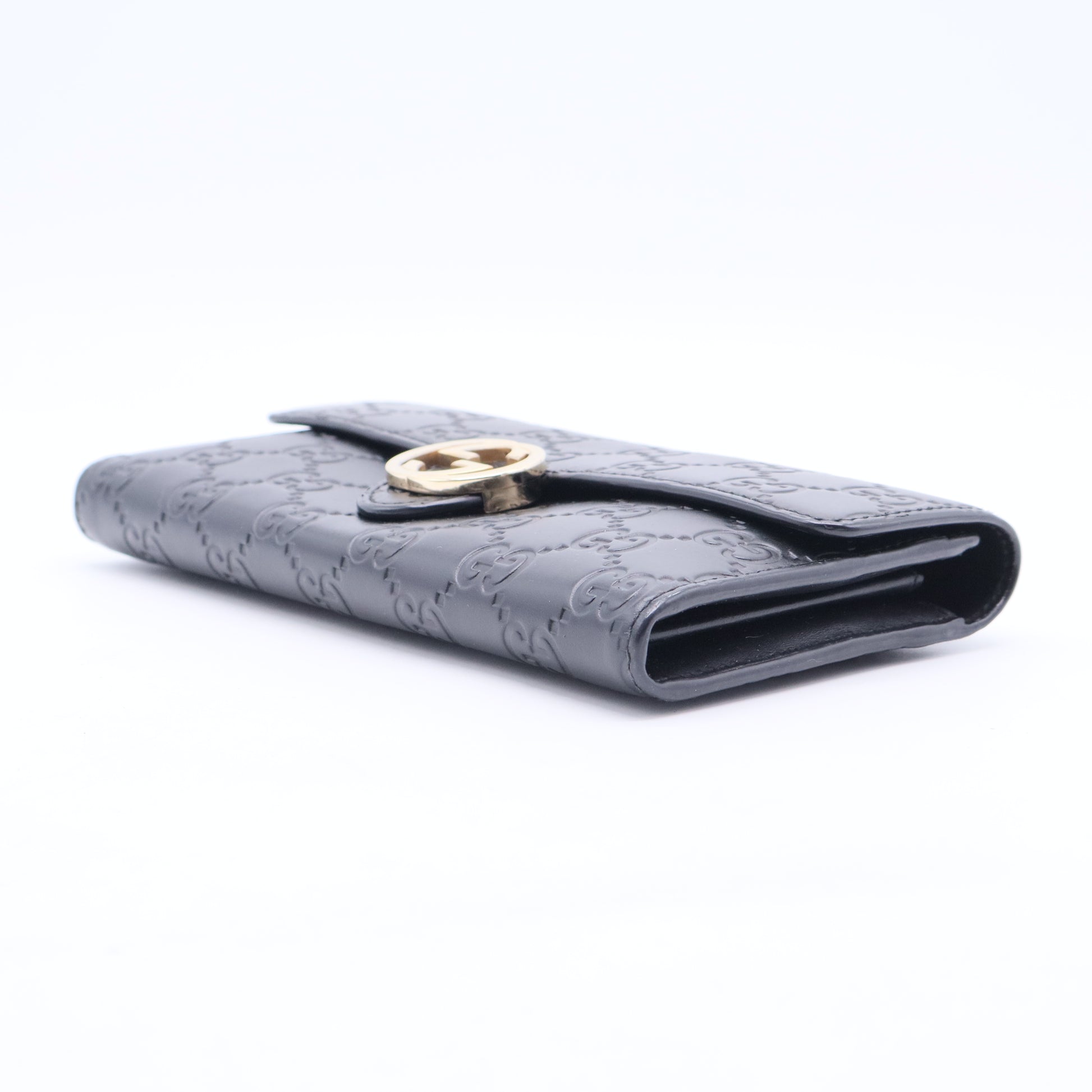 Black Guccissima Leather GG Icon Continental Wallet