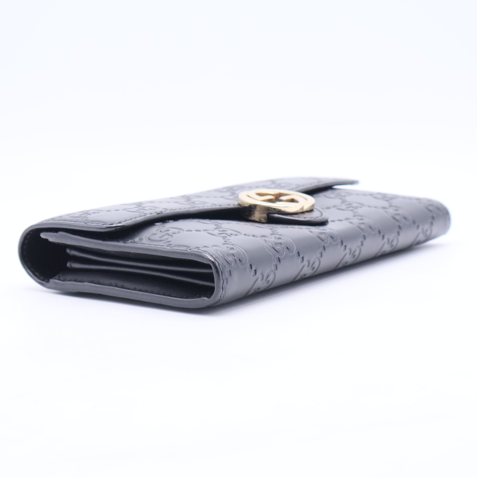 Black Guccissima Leather GG Icon Continental Wallet