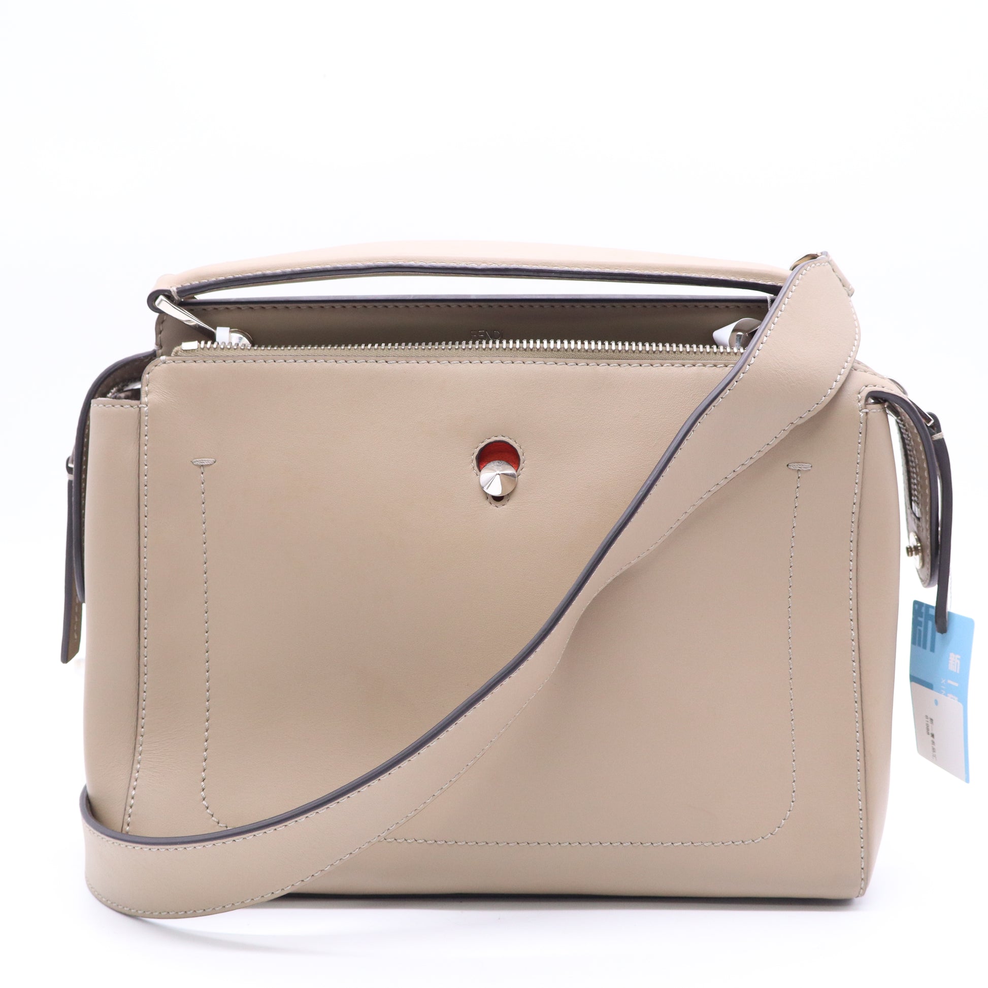 Fendi Grey Smooth Calfskin Leather Dotcom Satchel Bag  B21209