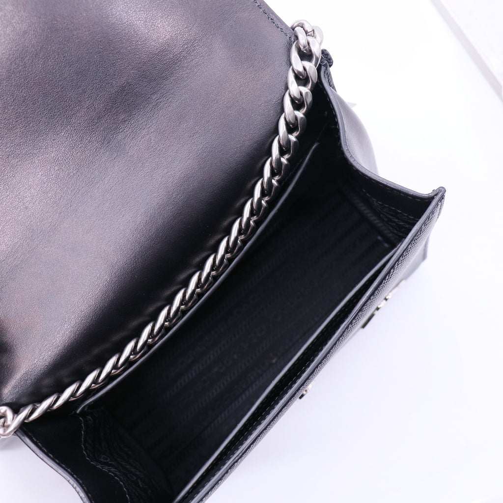 Monochrome Shoulder Bag Embellished Saffiano Leather Small Twins LDJ3718