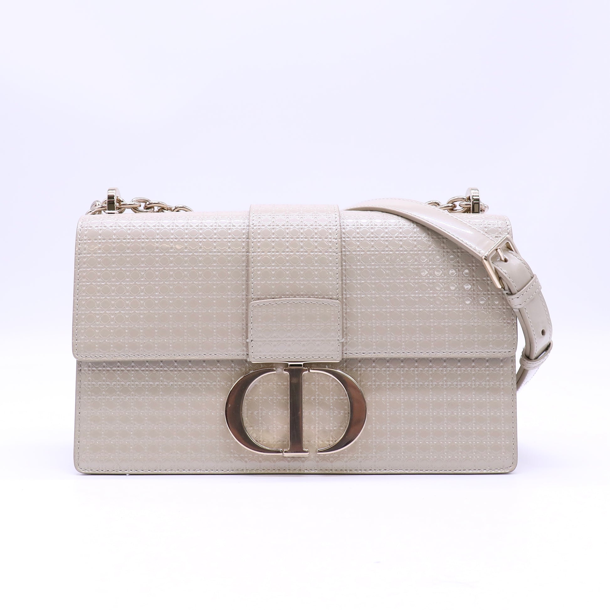 Christian Dior 30 Montaigne Chain Flap Bag Micro Cannage Metallic Calfskin twins LDJ4607