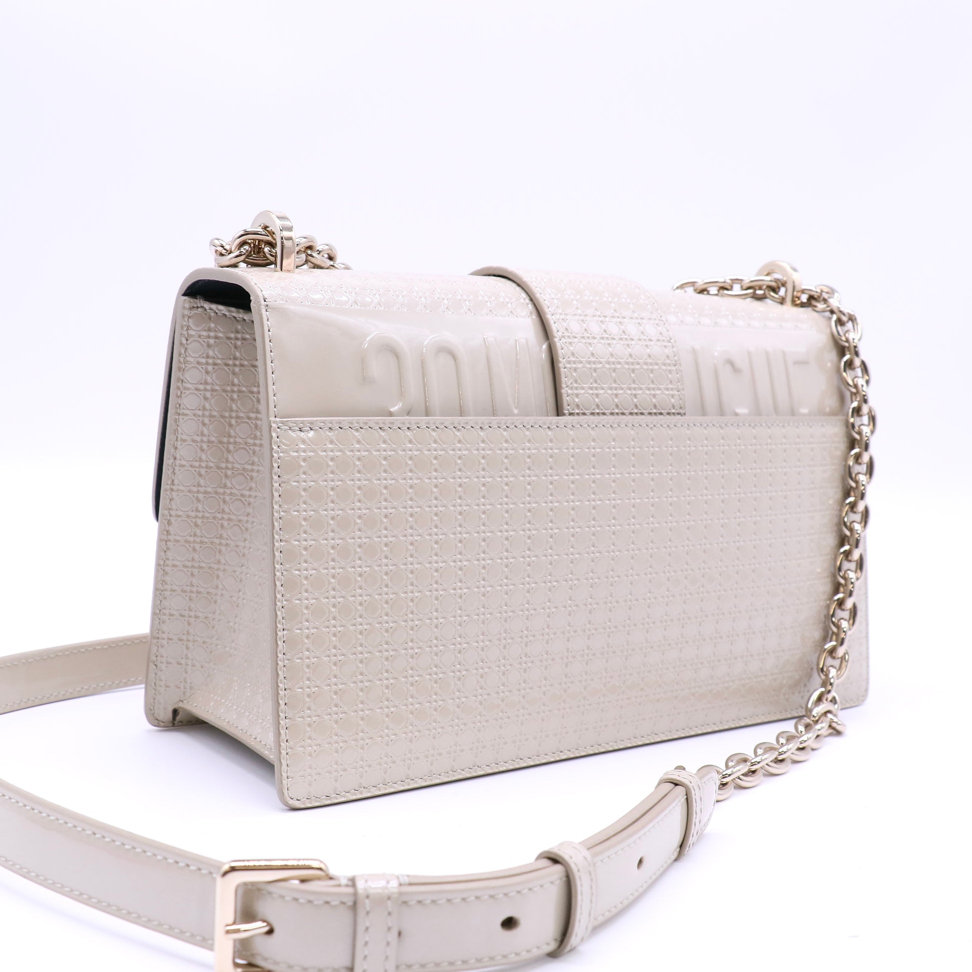 Christian Dior 30 Montaigne Chain Flap Bag Micro Cannage Metallic Calfskin twins LDJ4607