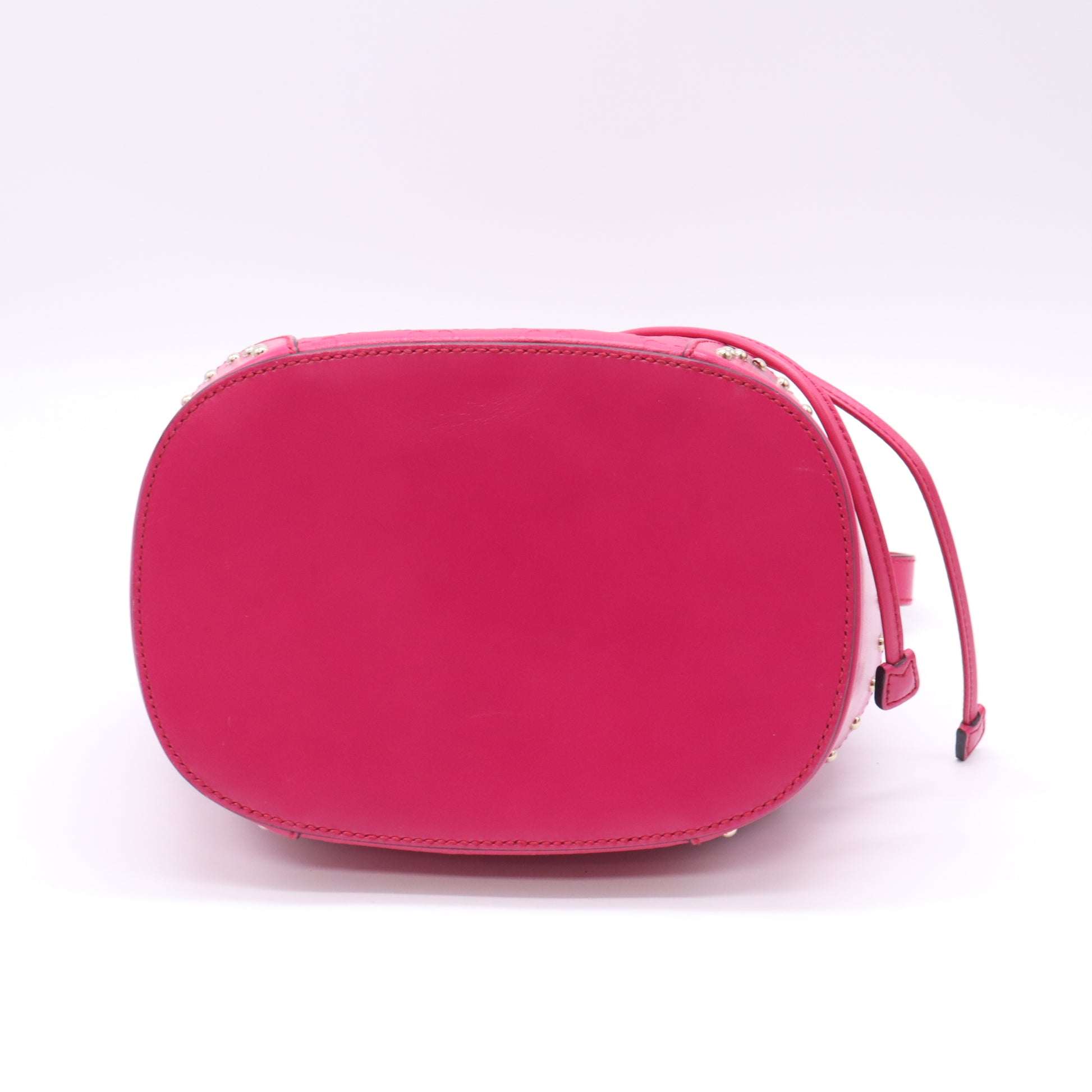 Gucci Hot Pink Diamante Textured Leather Hilary Medium Bucket Bag twins B23560
