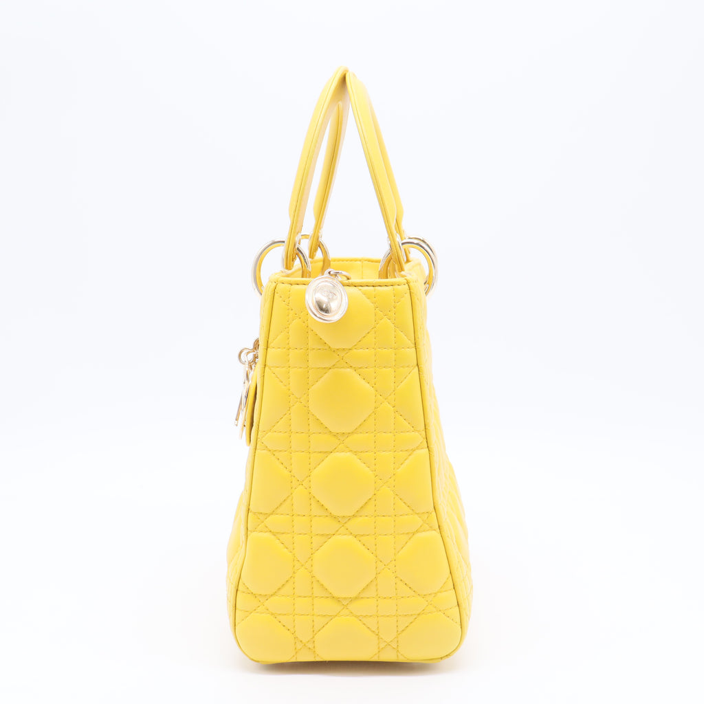 Lambskin Cannage Medium Lady Dior Yellow