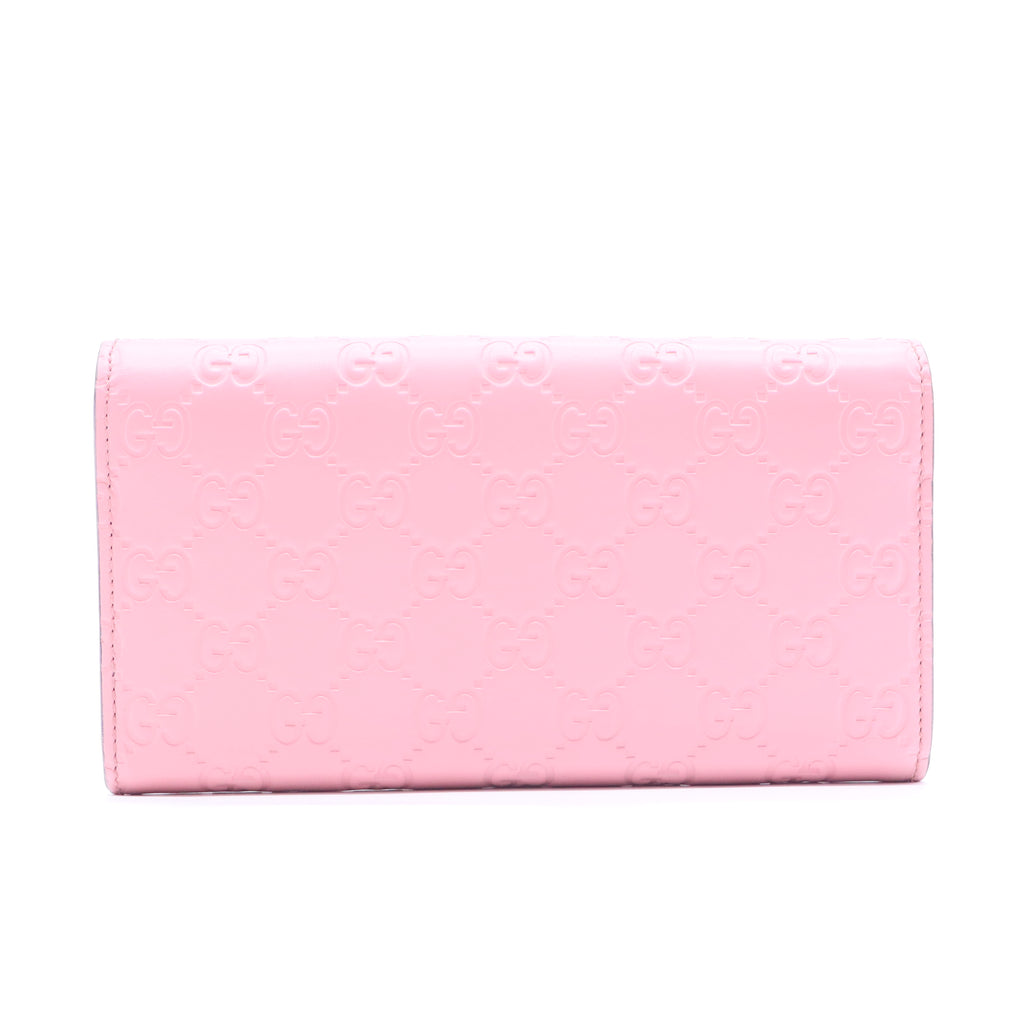 Guccissima GG Interlocking Pink Leather Long Wallet