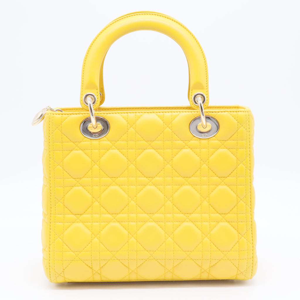 Lambskin Cannage Medium Lady Dior Yellow