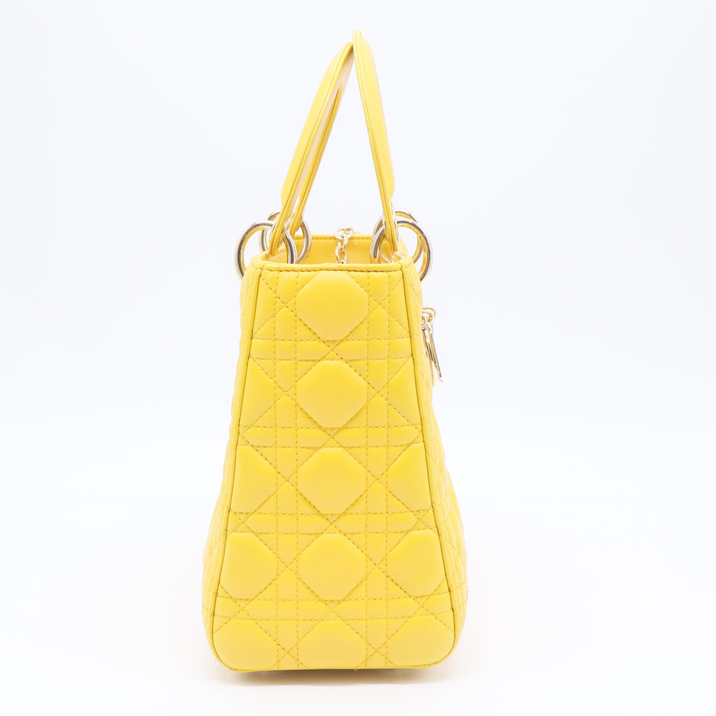 Lambskin Cannage Medium Lady Dior Yellow