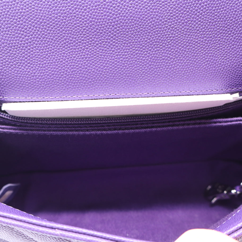 Chanel Caviar Chevron Quilted Small Coco Handle Flap Purple twins LDJ3764