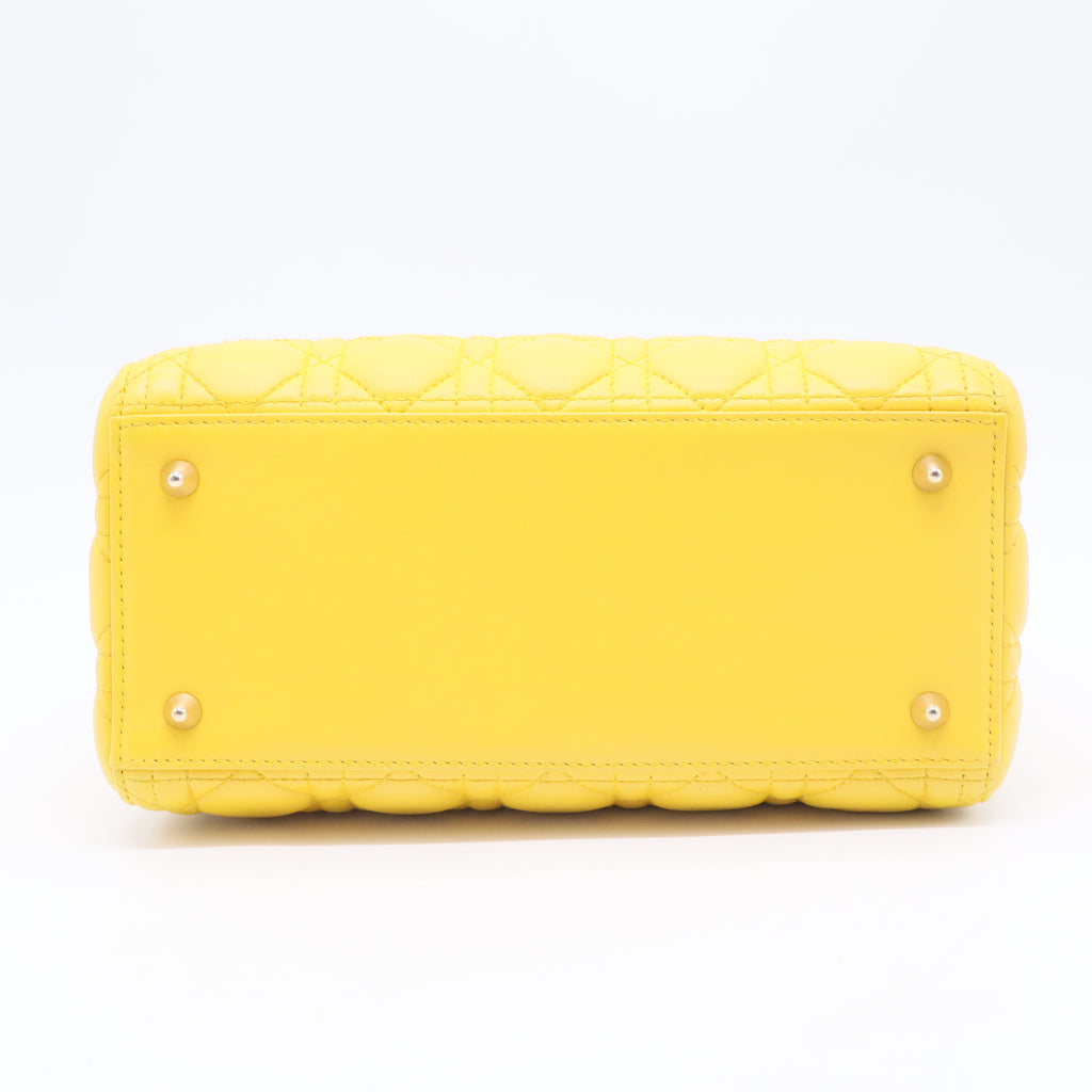 Lambskin Cannage Medium Lady Dior Yellow
