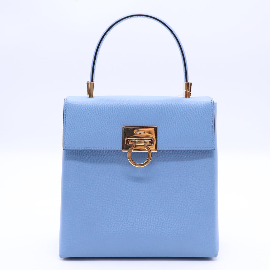 Salvatore Ferragamo Gancini Two-way Handbag Shoulder bag Blue Vintage Twins LDJ3756