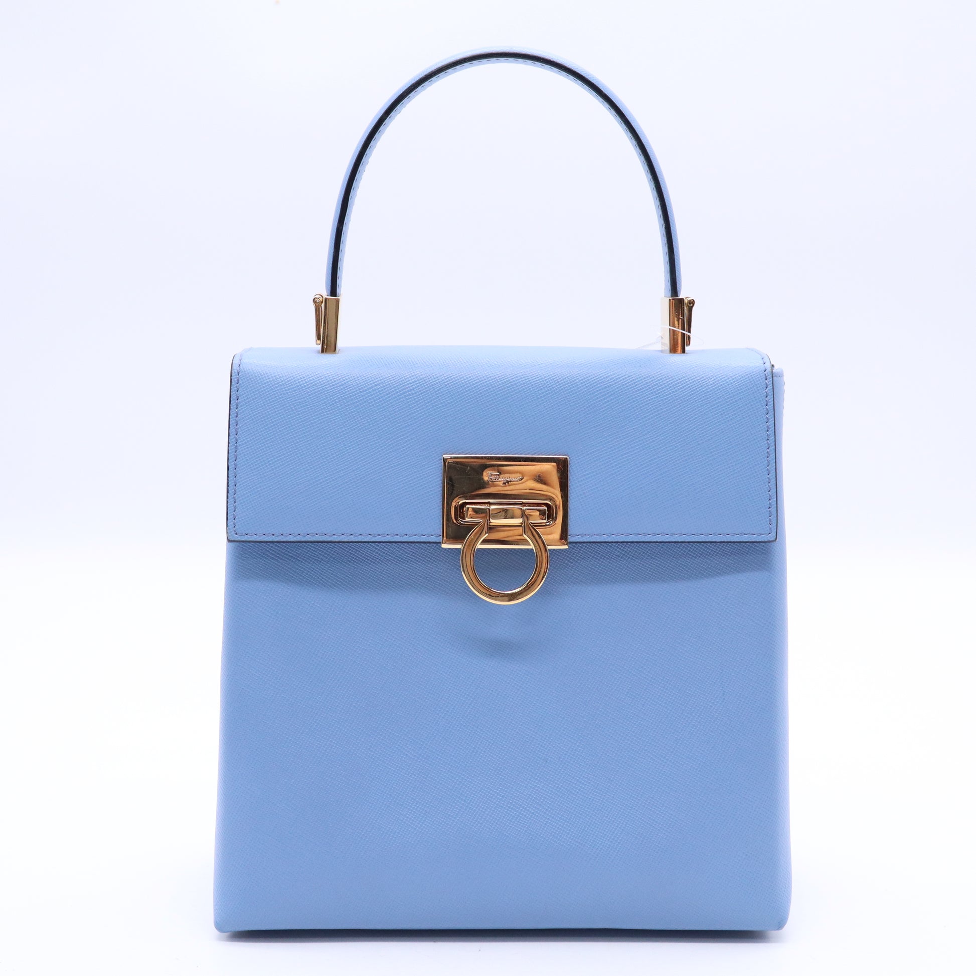 Salvatore Ferragamo Gancini Two-way Handbag Shoulder bag Blue Vintage Twins LDJ3756