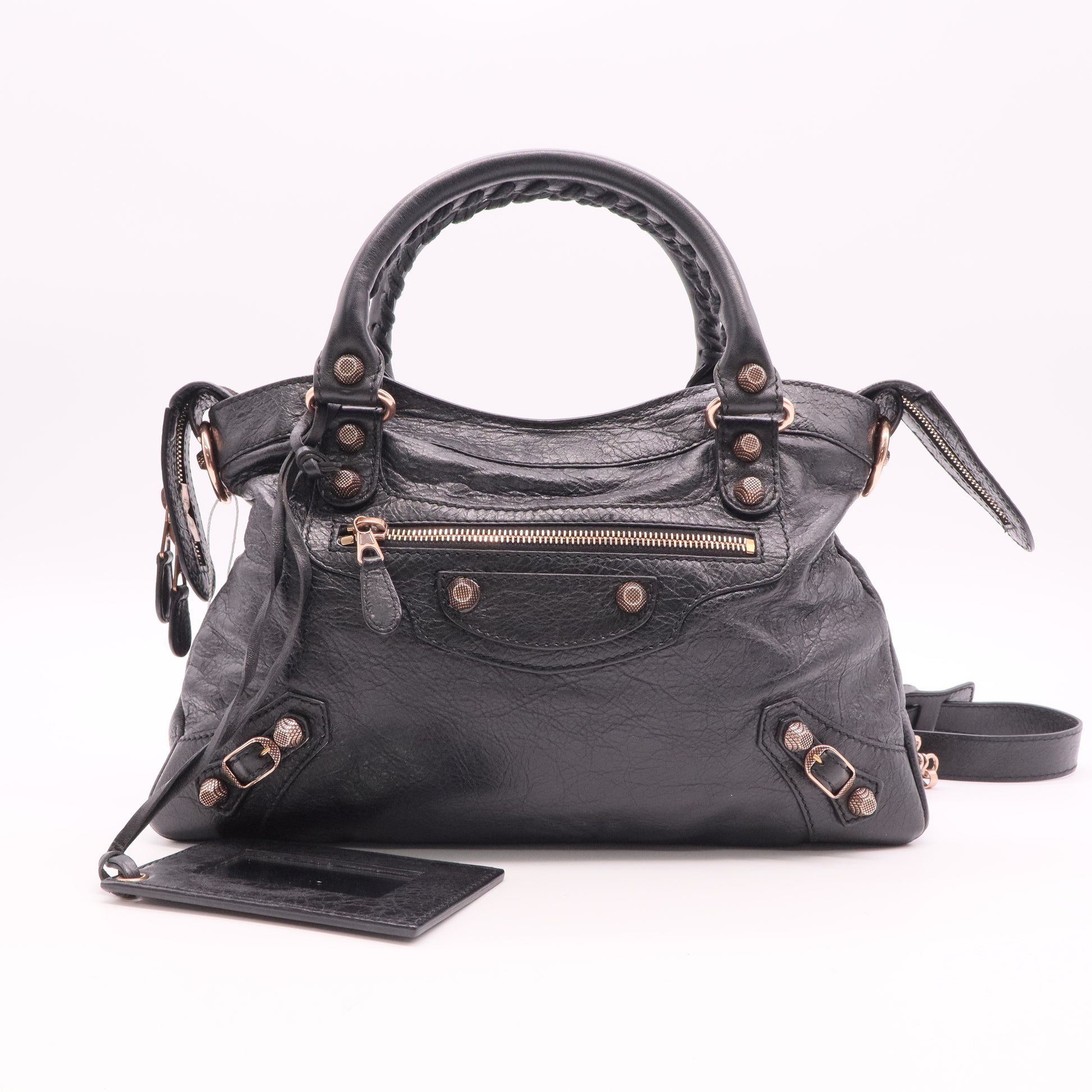 Balenciaga Agneau Giant 12 Rose Gold Hardware Town Black Twins