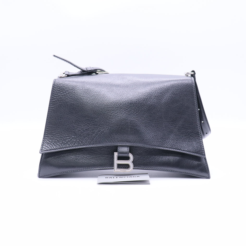Balenciaga Metallic Crushed Calfskin Large Crush Chain Bag Steel Twins LDJ3720