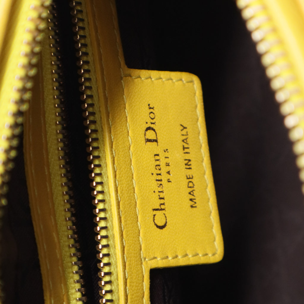 Lambskin Cannage Medium Lady Dior Yellow