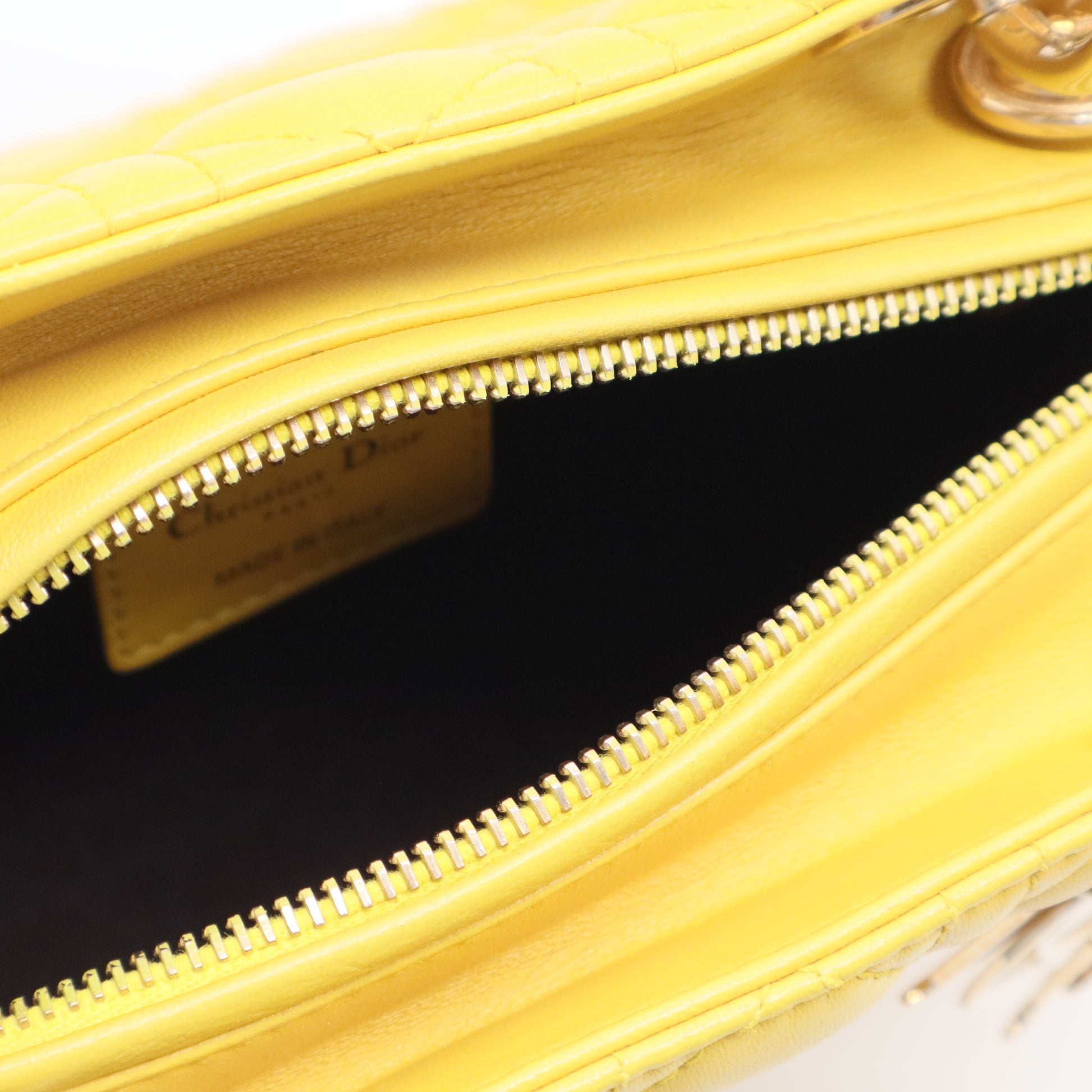 Lambskin Cannage Medium Lady Dior Yellow