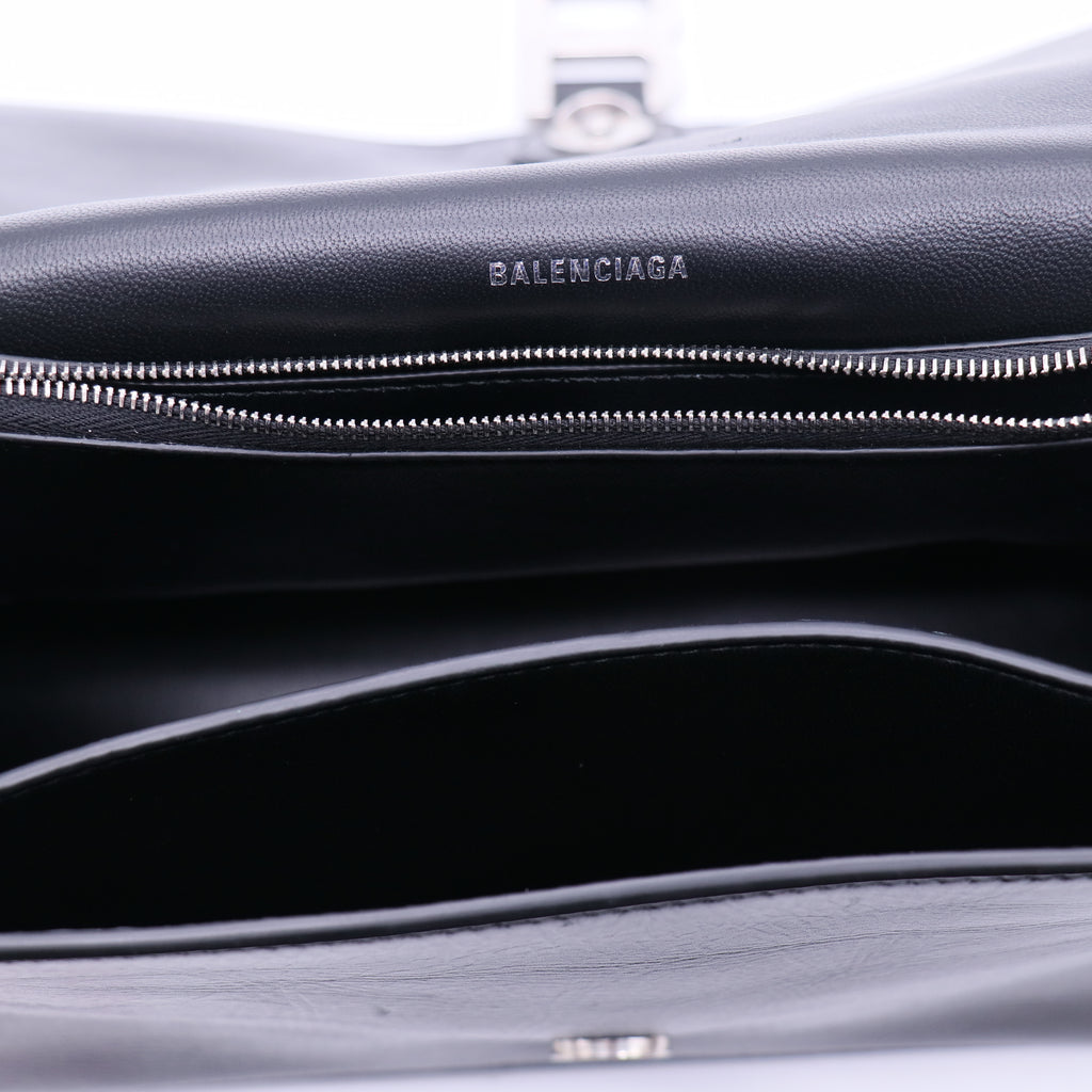 Balenciaga Metallic Crushed Calfskin Large Crush Chain Bag Steel Twins LDJ3720
