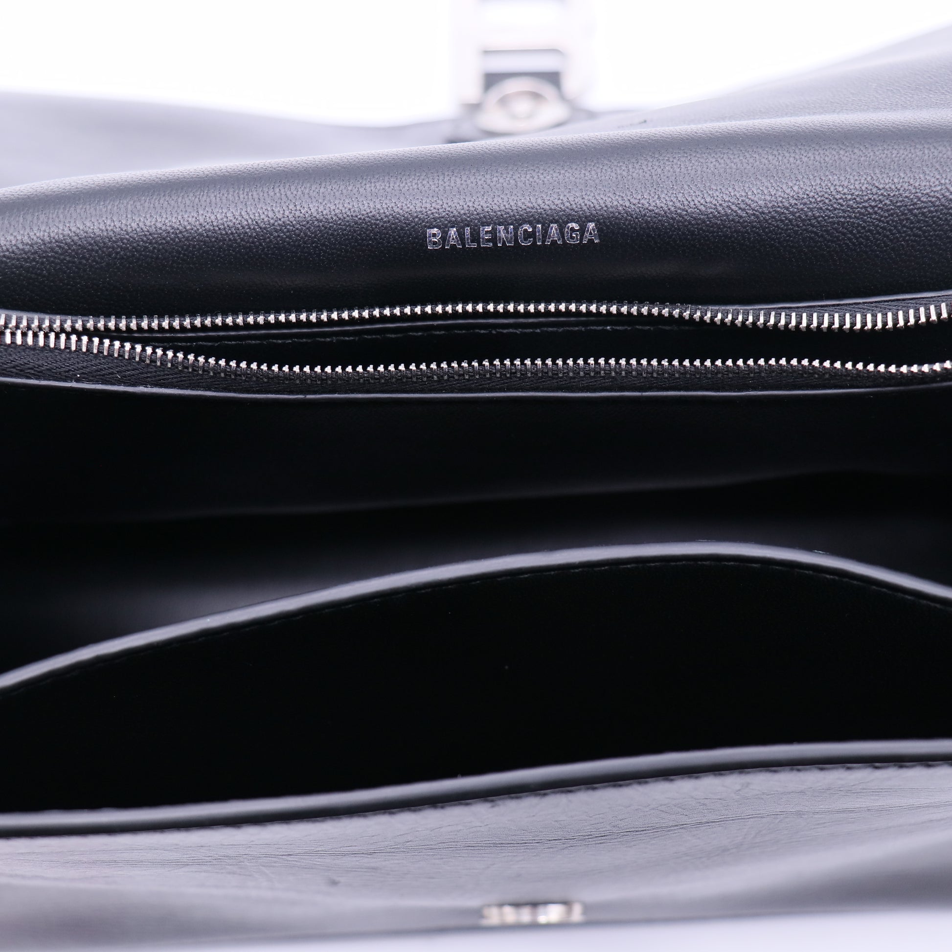 Balenciaga Metallic Crushed Calfskin Large Crush Chain Bag Steel Twins LDJ3720