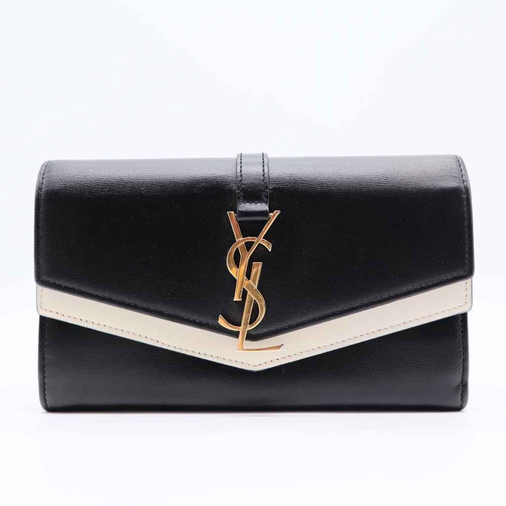 Black/Beige Smooth Leather Sulpice Wallet