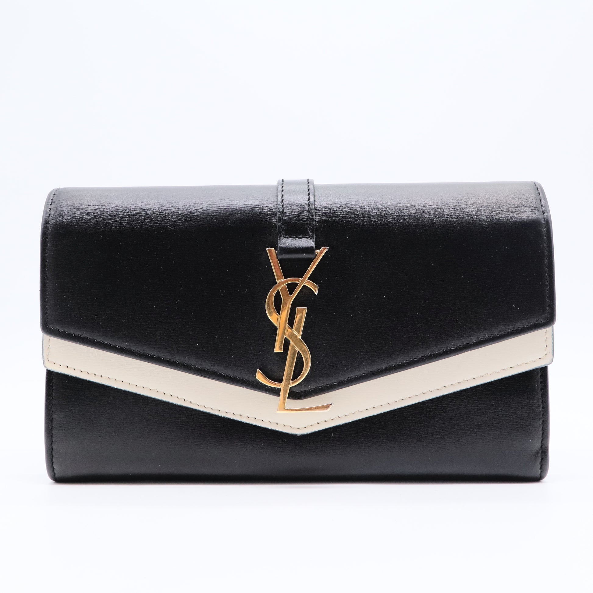 Black/Beige Smooth Leather Sulpice Wallet