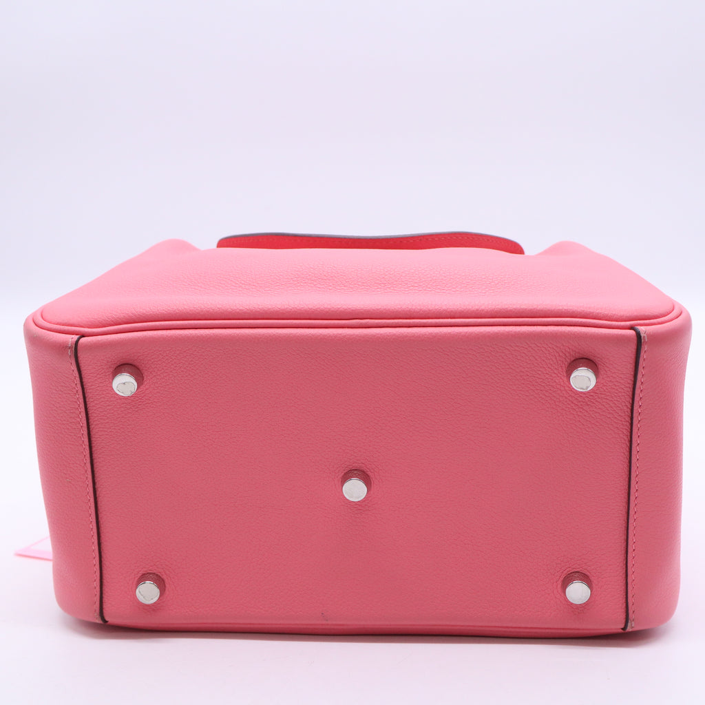 Hermes Taurillon Clemence Verso Mini Lindy 20 Rose Sakura Gris Perle Twins LDJ3768