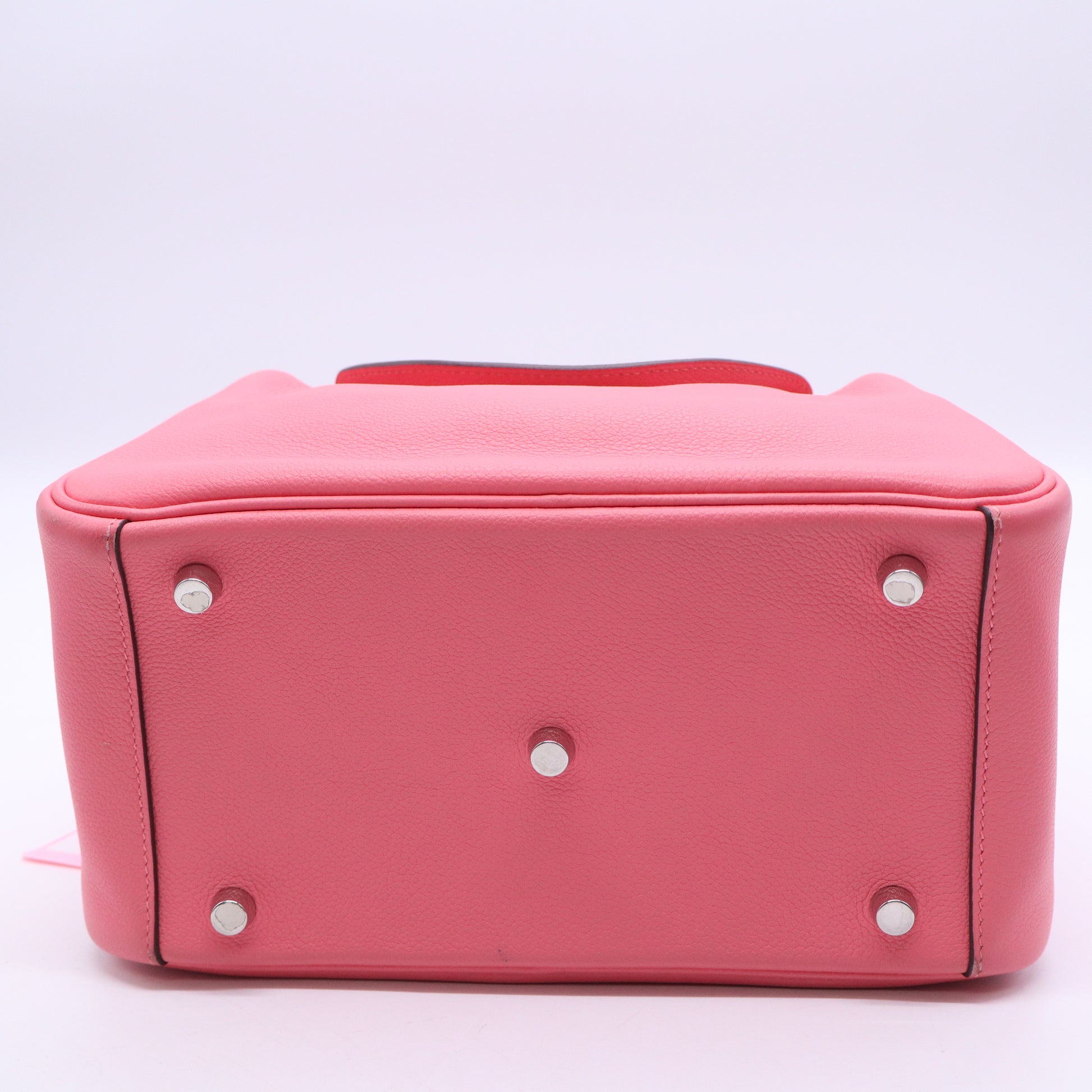 Hermes Taurillon Clemence Verso Mini Lindy 20 Rose Sakura Gris Perle Twins LDJ3768