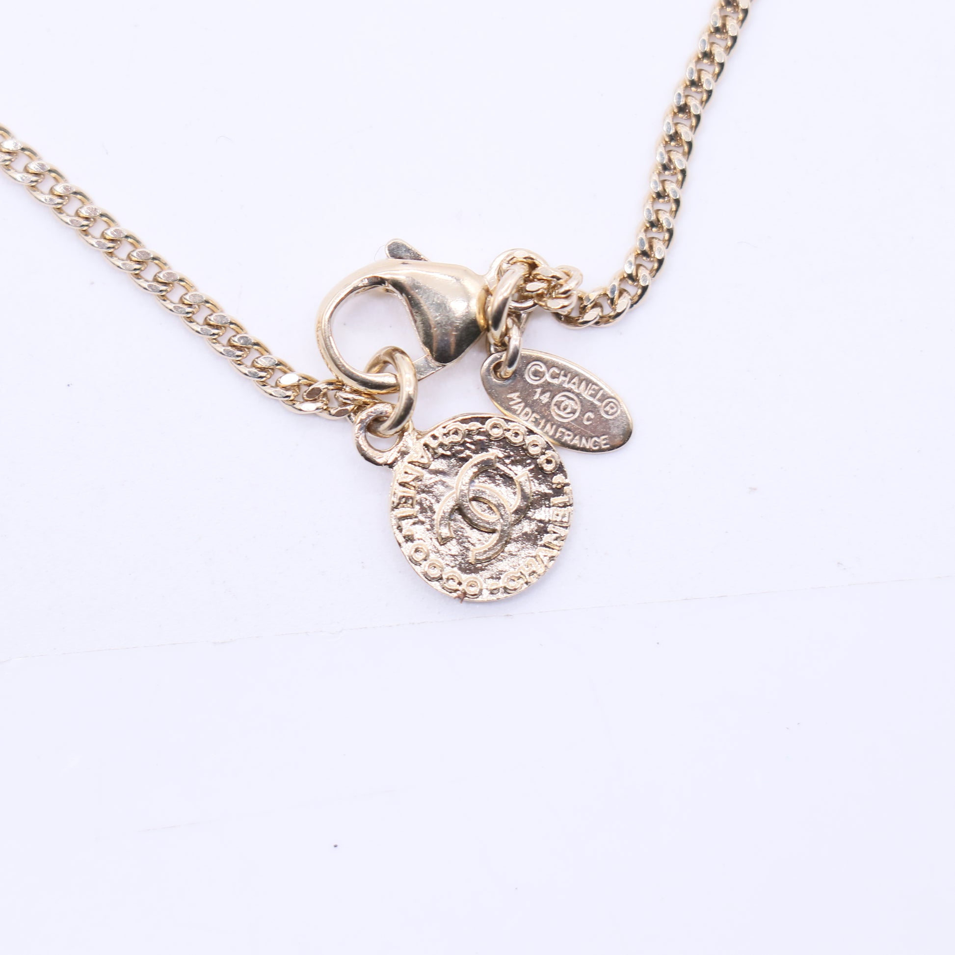 Chanel Crystal CC Pendant Necklace Silver twins W20836