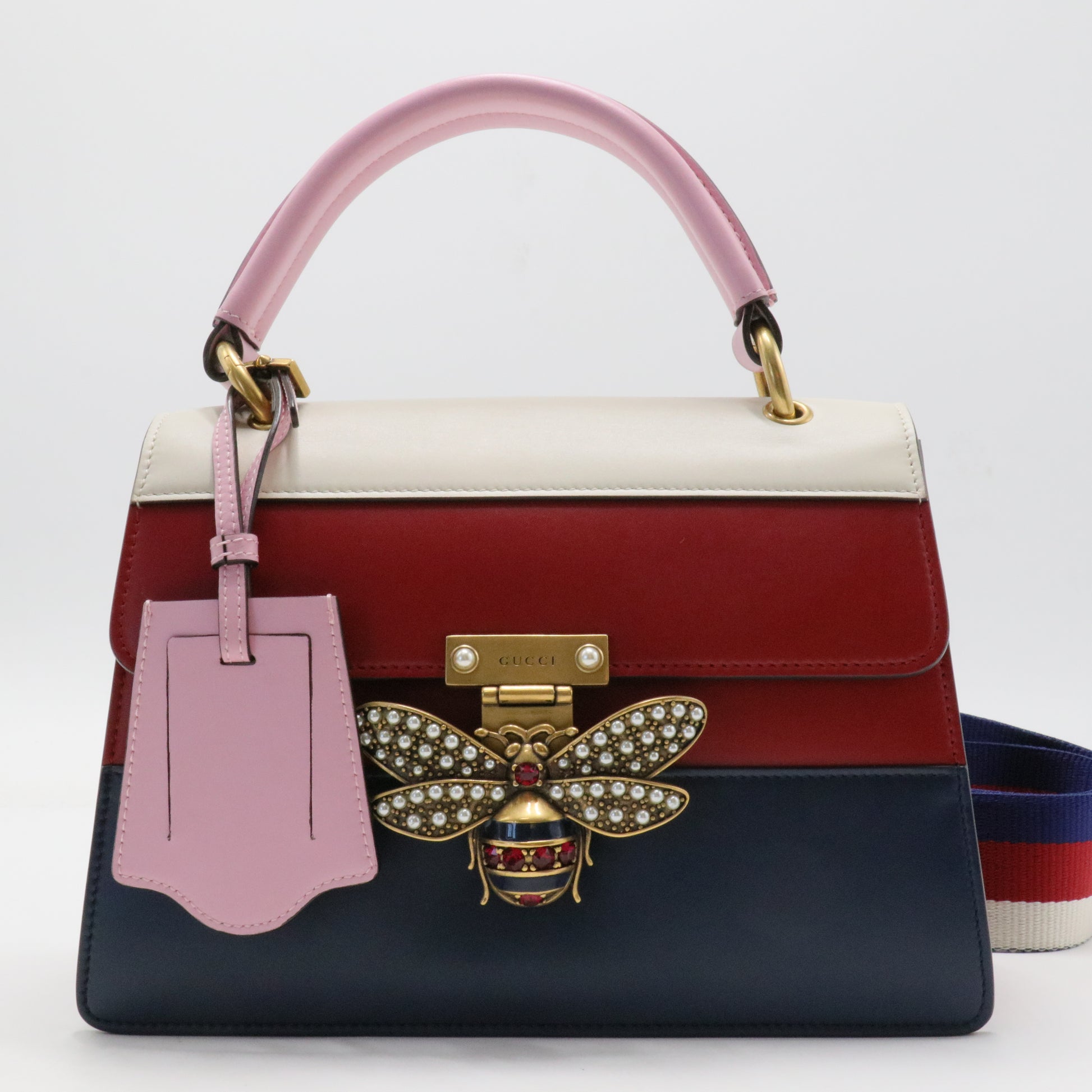 Queen Margaret Top Handle Bag Colorblock Leather Small