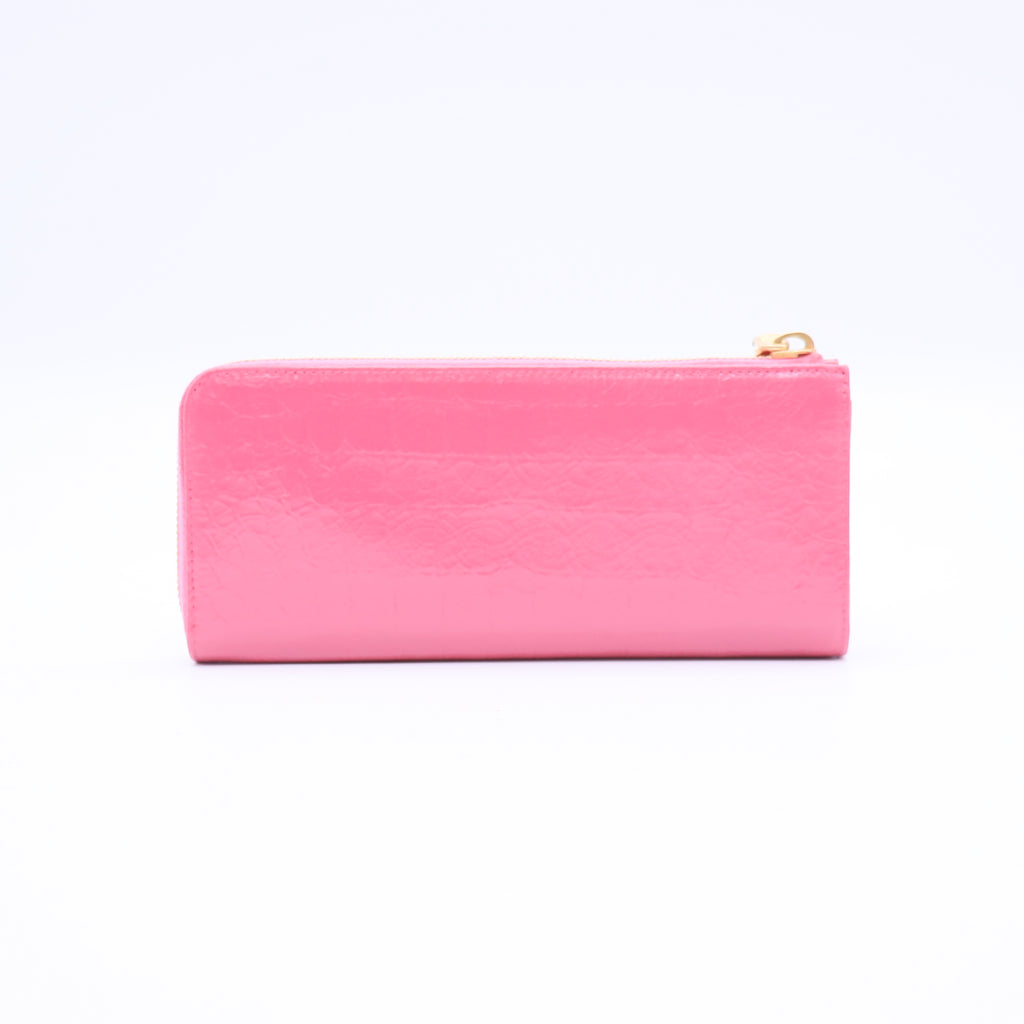 Miu Miu Goatskin Madras Zip Around Wallet Rosa twins W20704