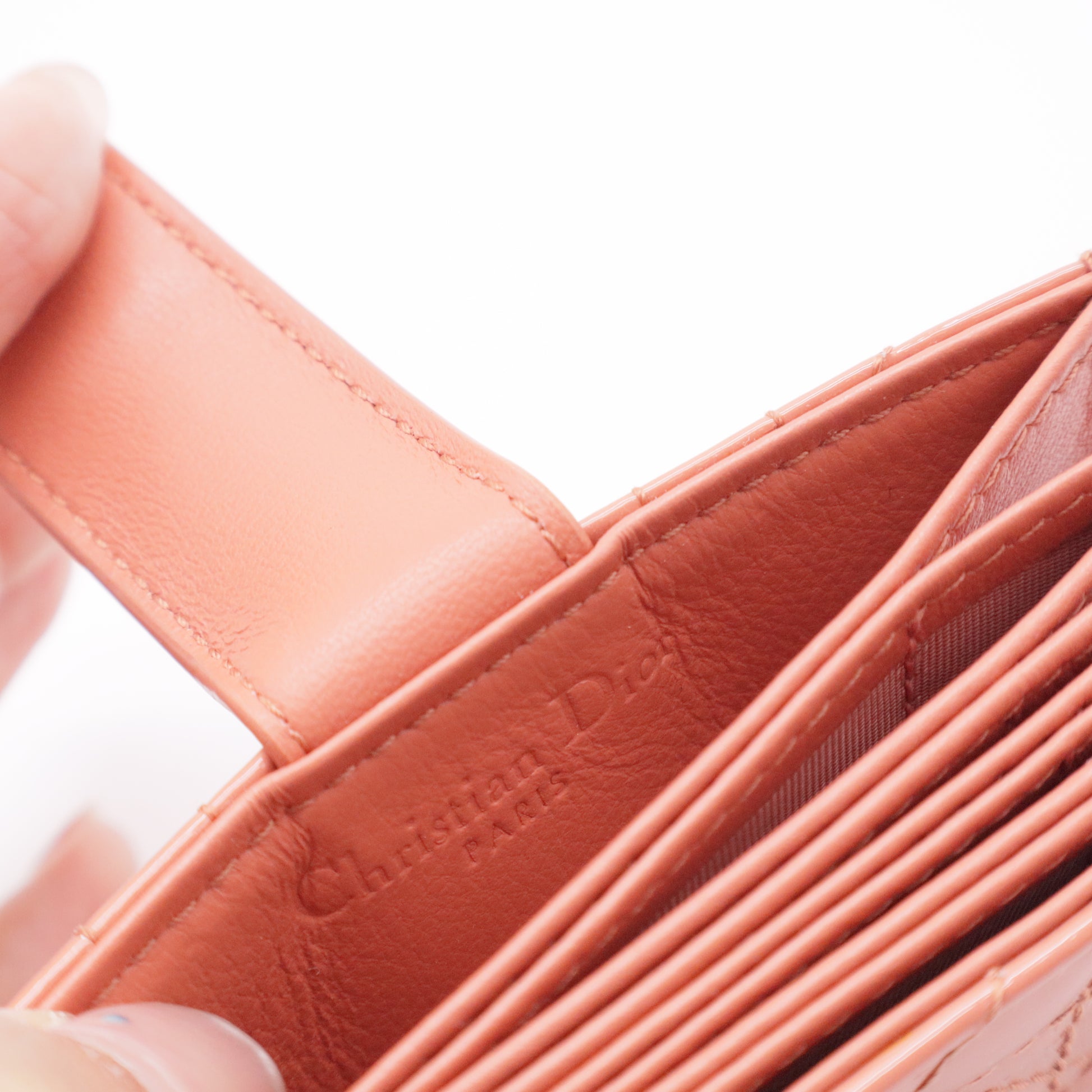 Patent Cannage Lady Dior Eden Wallet Rose Clair