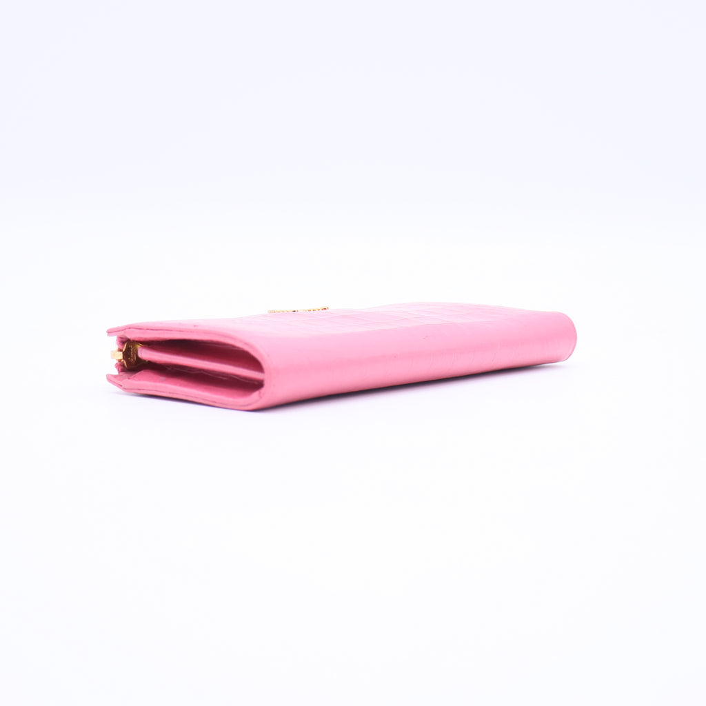 Miu Miu Goatskin Madras Zip Around Wallet Rosa twins W20704