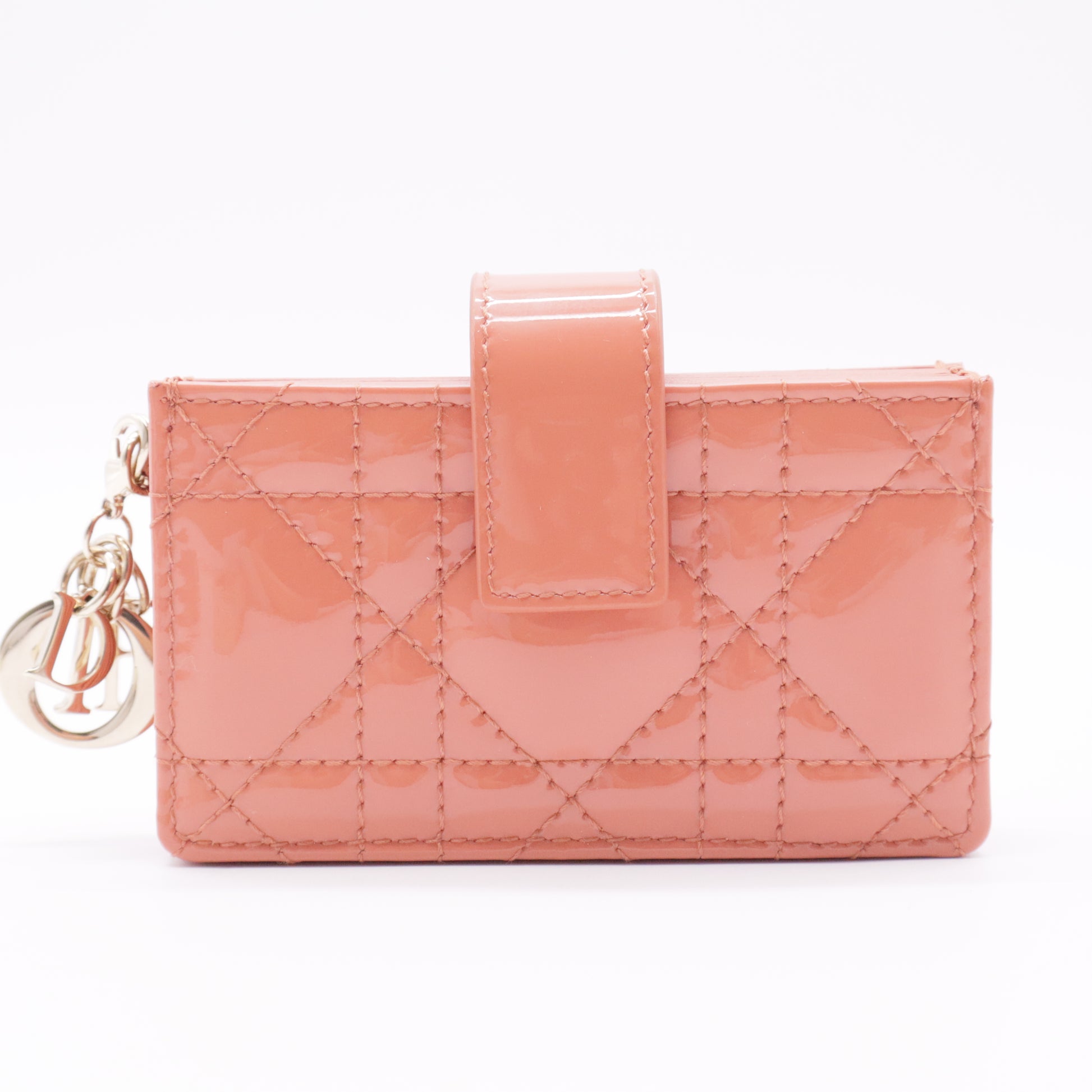 Patent Cannage Lady Dior Eden Wallet Rose Clair